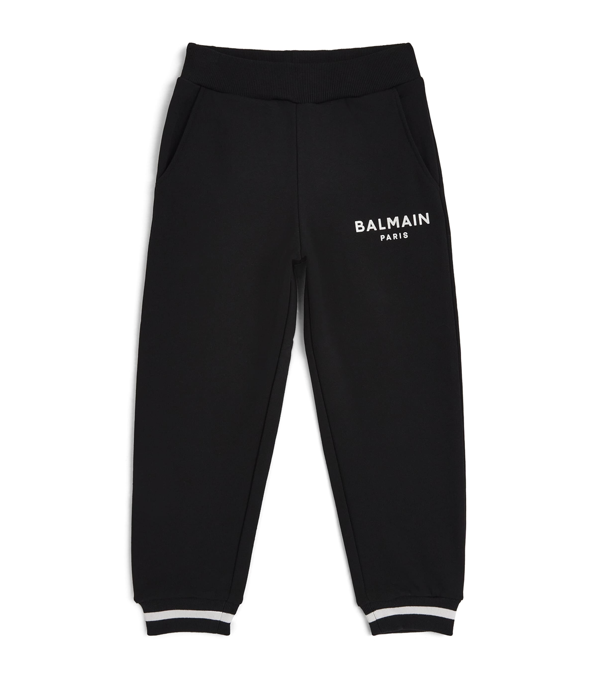 Shop Balmain Cotton Cuffed Sweatpants In Black