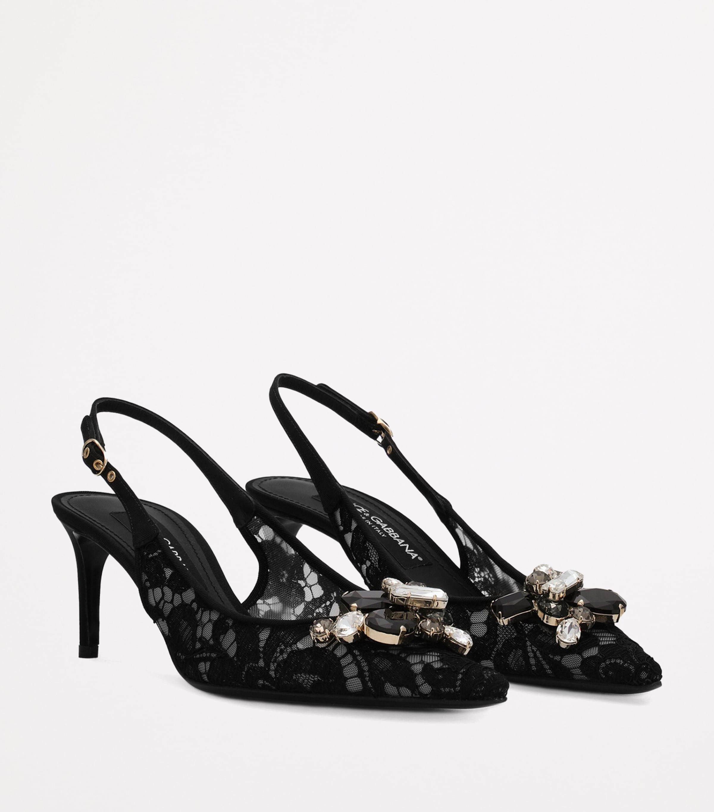 Lace Embellished Slingback Sandals 60 80240-APRICOT Image 2