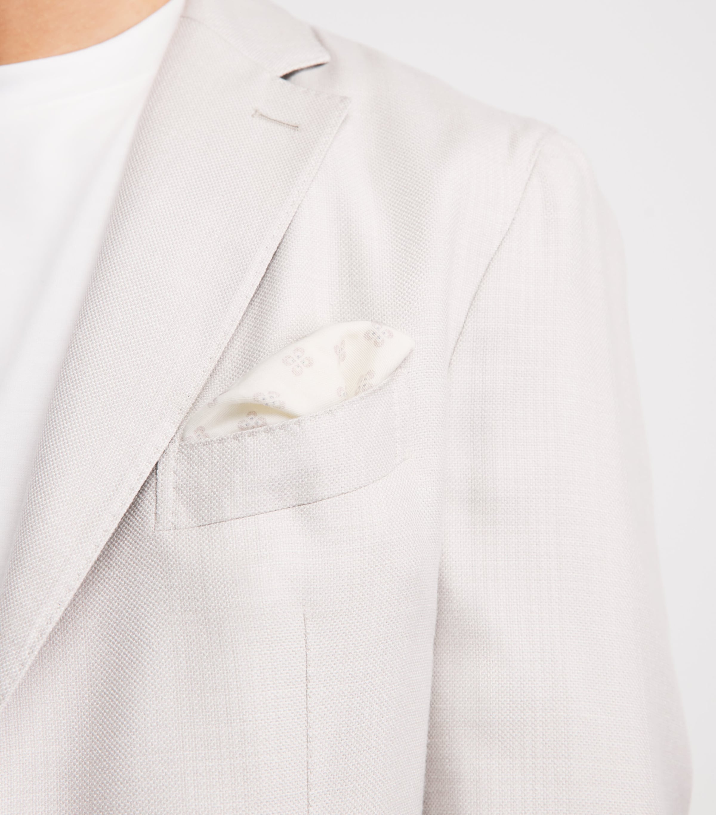 Eleventy Cotton-Wool Printed Pocket Square Avorio E Cipria Image 2