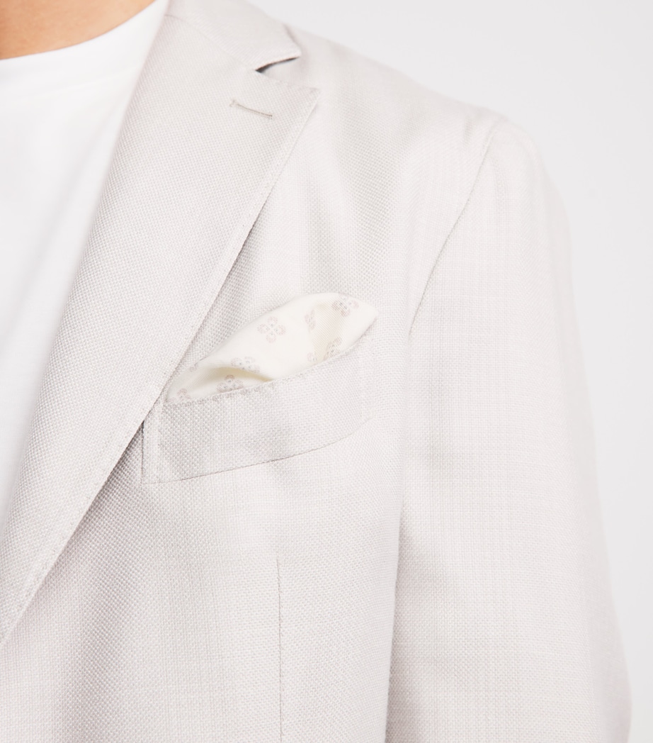 Eleventy Cotton-Wool Printed Pocket Square Avorio E Cipria Image 2