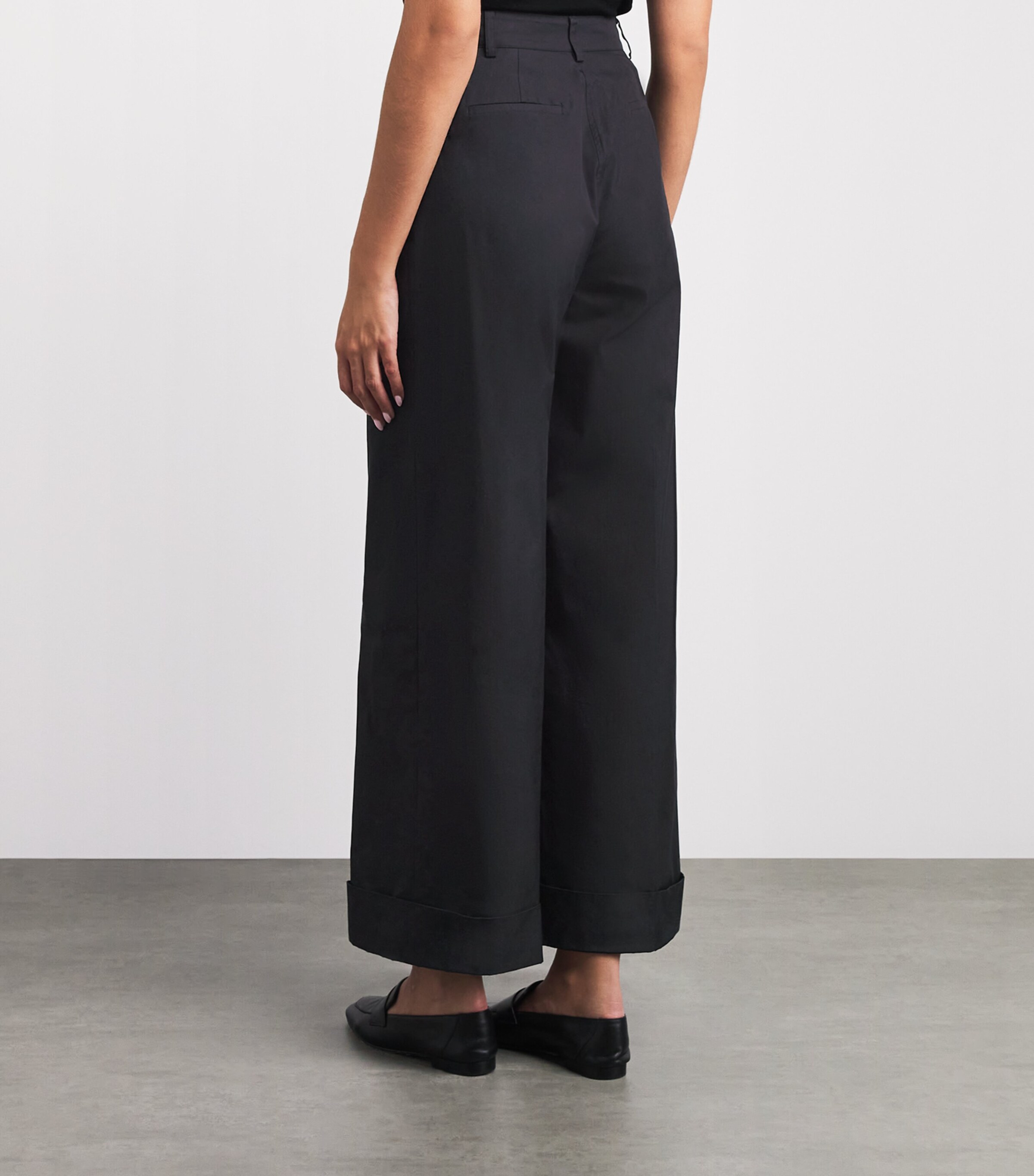 Claudie Pierlot Womens Cotton-Blend Wide-Leg Trousers Navy Image 5