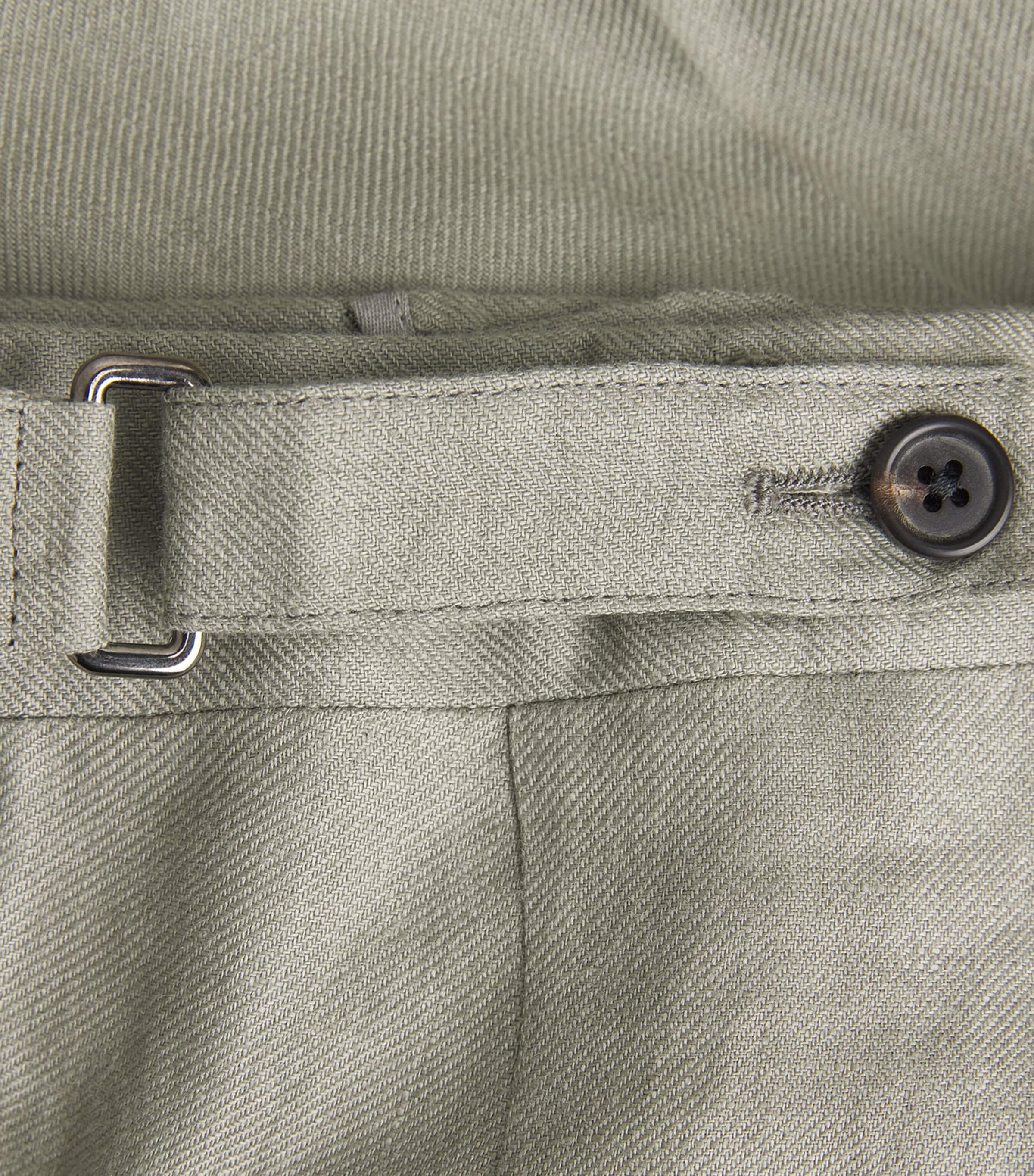 Virgin Wool-Linen Tailored Trousers 053 GREEN COLOURED Image 5