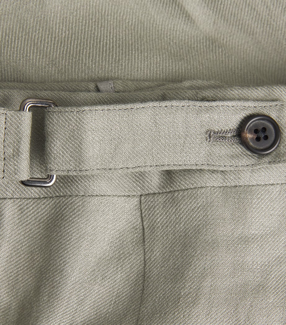 Virgin Wool-Linen Tailored Trousers 053 GREEN COLOURED Image 5