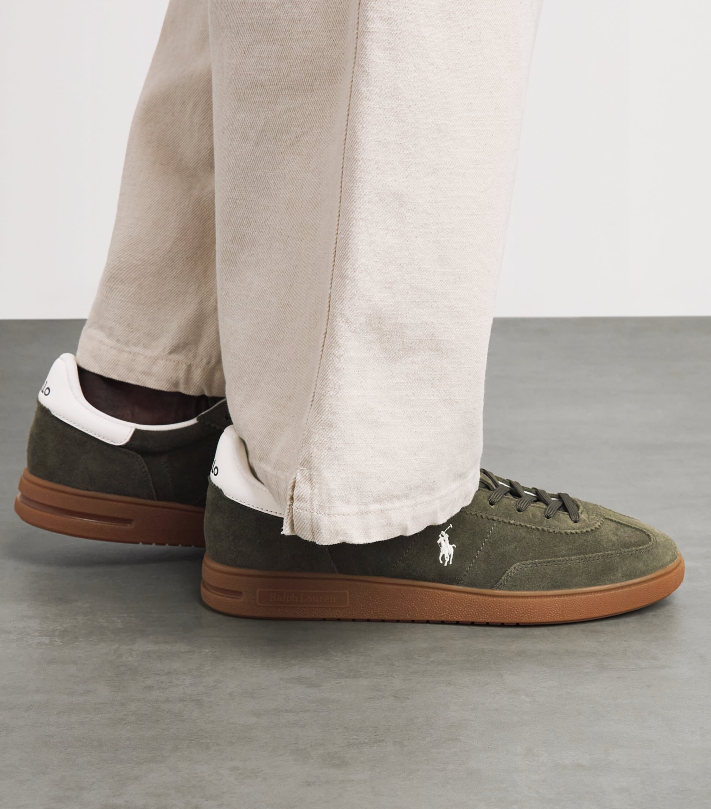 Polo Ralph Lauren Suede Bedford Sneakers Armadillo/dckwsh Wht Image 2