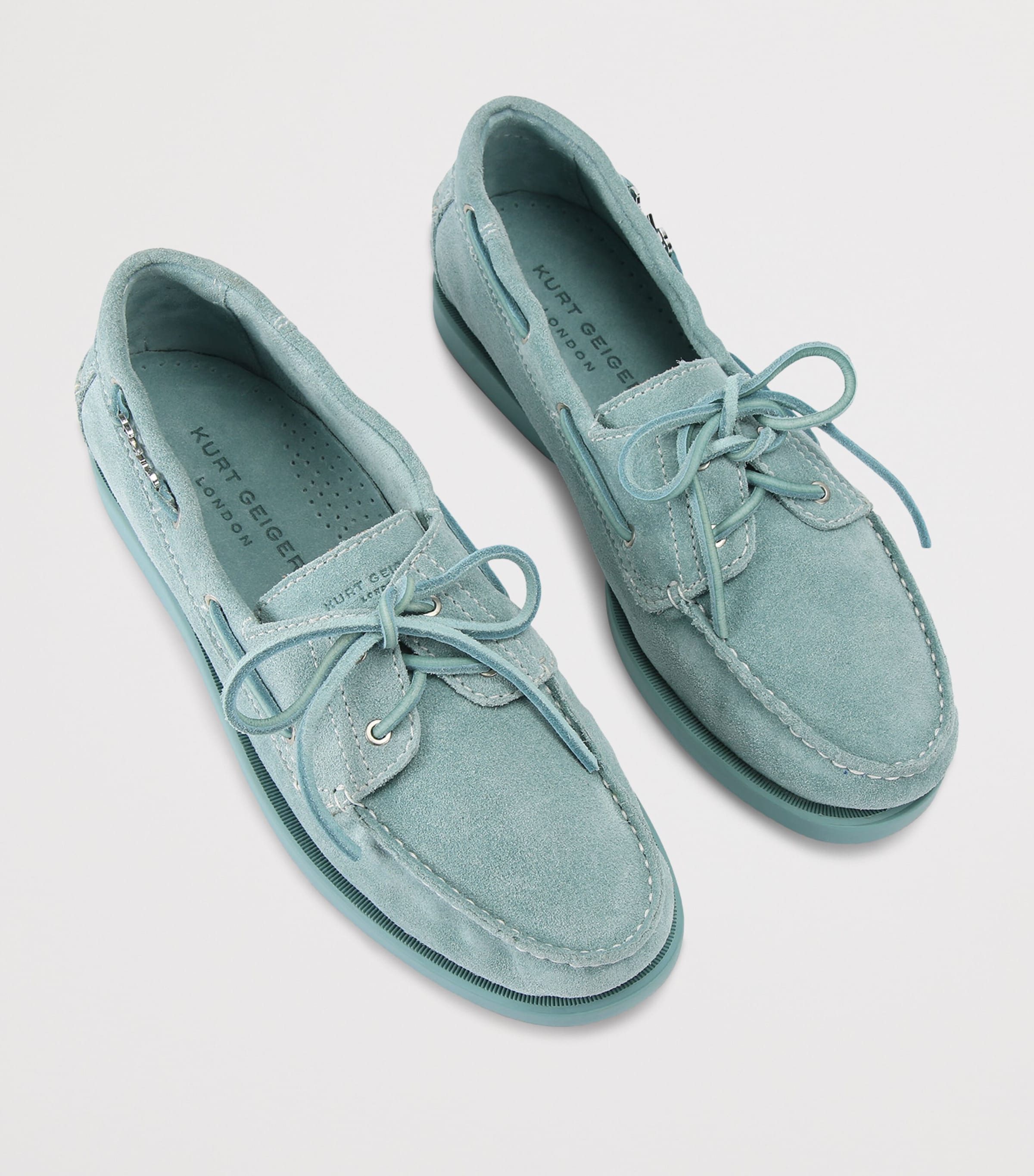 Kurt Geiger London Mens Suede Kurt Boat Shoes Pale Blue Image 4