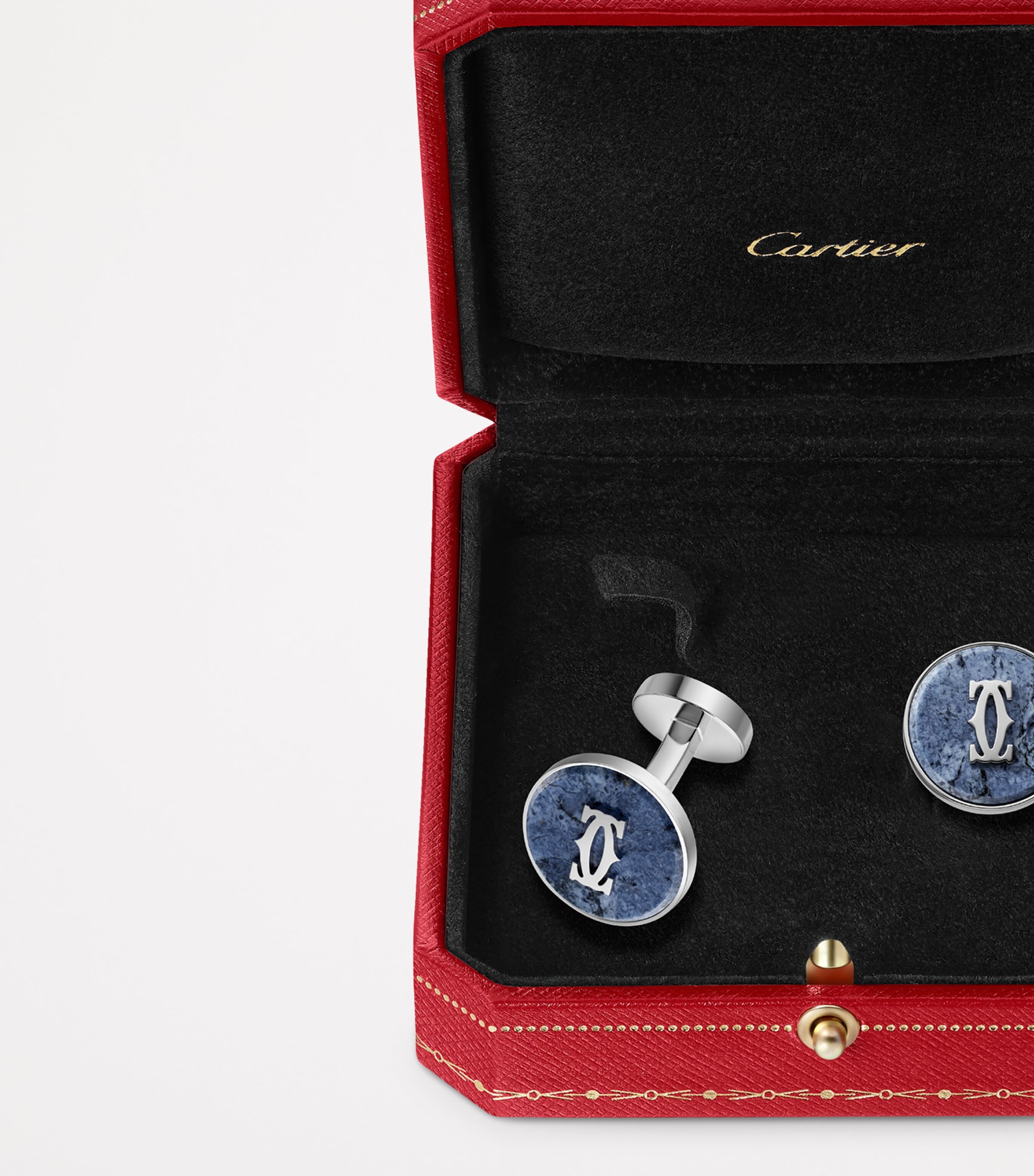 Sterling Silver Double C de Cartier Cufflinks SILVER AND BLUE Image 3