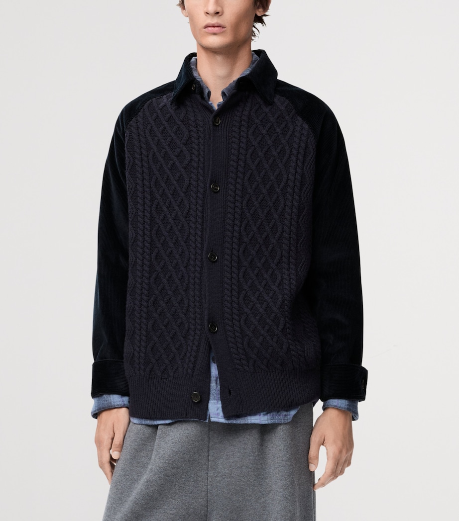 LOEWE Mens Wool and Cotton Corduroy Hybrid Overshirt Dark Navy Blue/navy Image 3