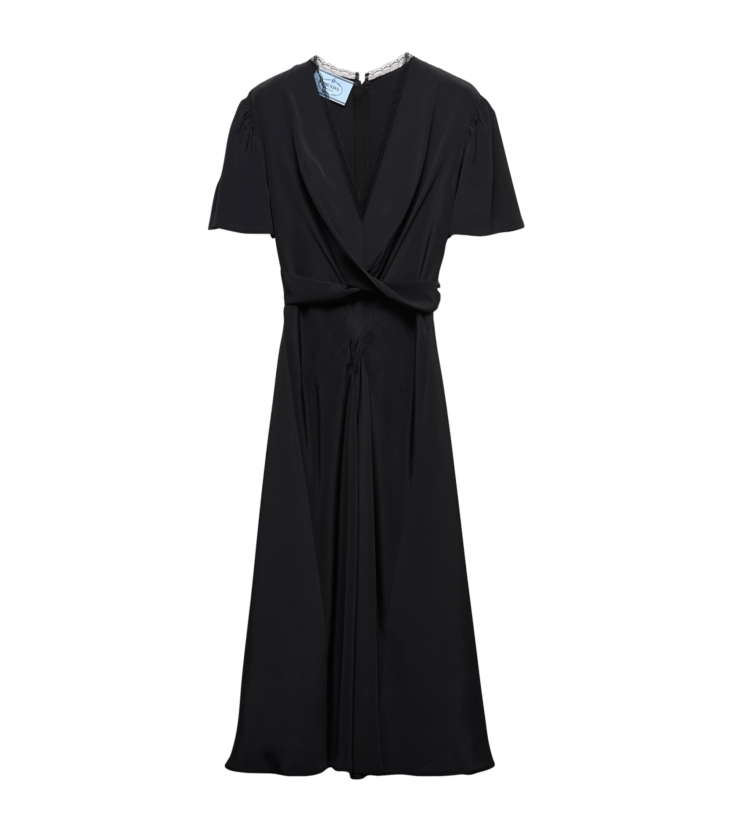 Prada Black Marocain Midi Dress | Harrods UK