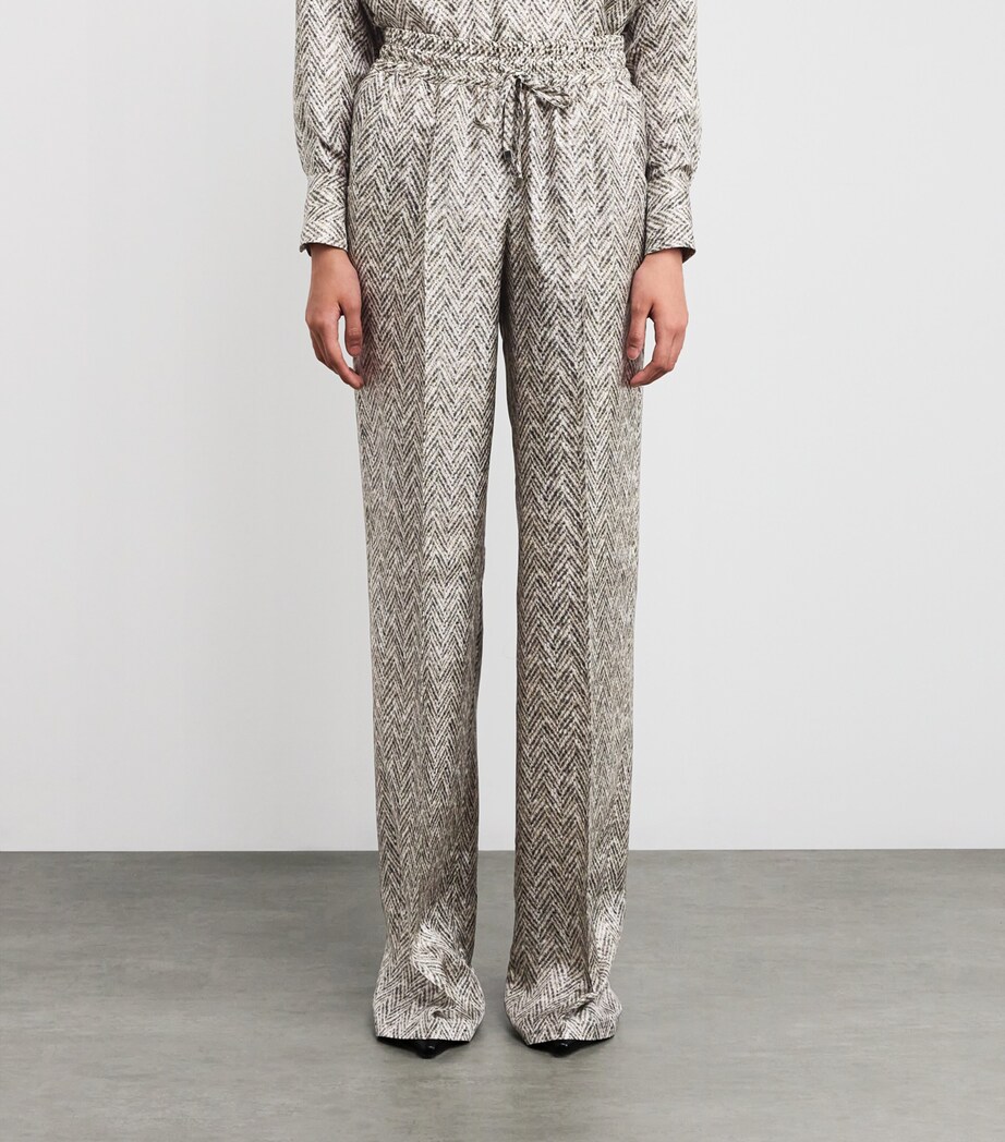 Silk Printed Wide-Leg Trousers GREY Image 3