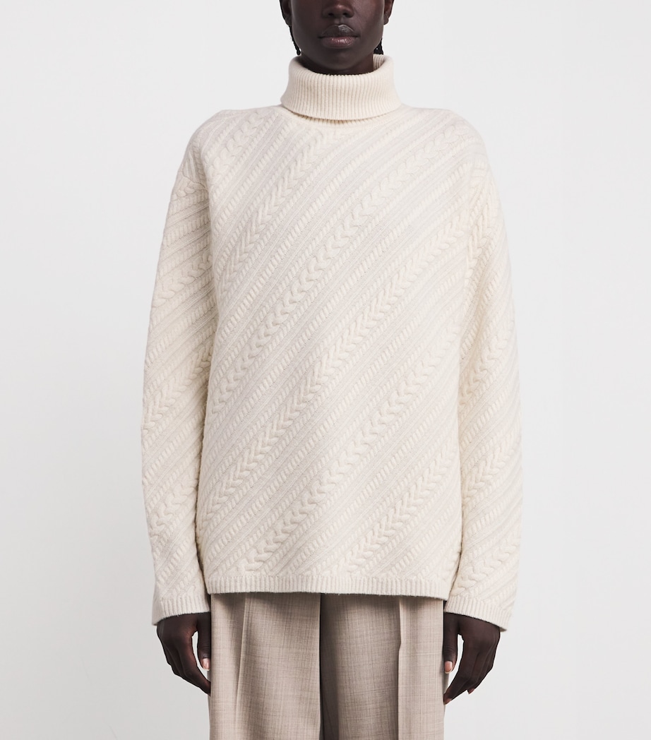 Merino Wool Cable-Knit Sweater IVORY Image 3