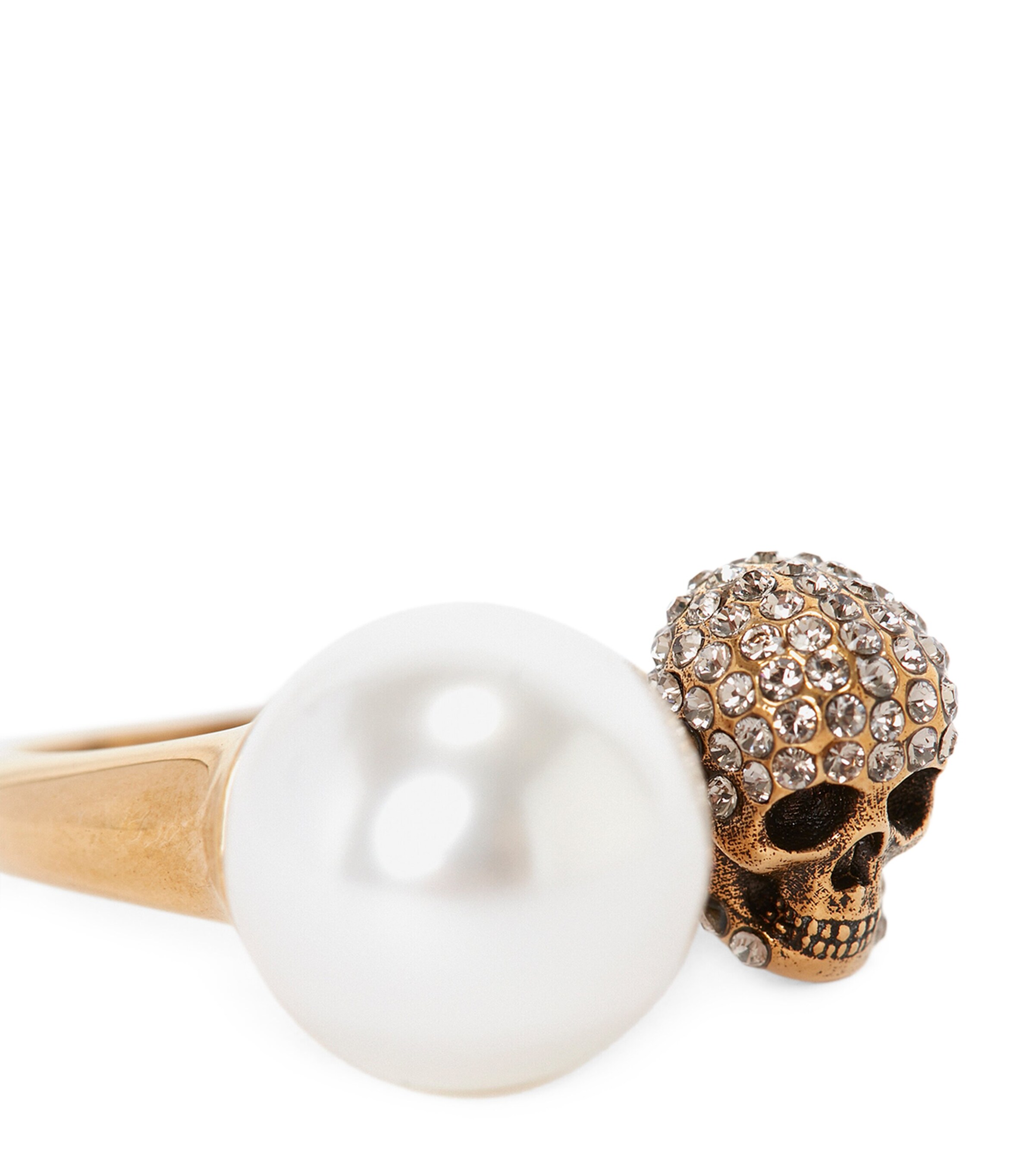 McQueen Faux Pearl and Skull Ring Image 4