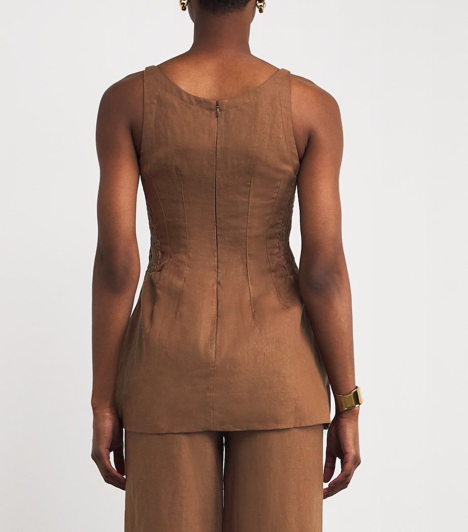 Linen Sleeveless Peplum Top CLAY Image 4
