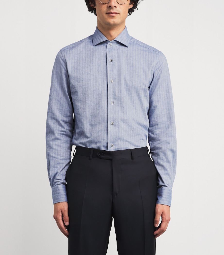Cotton Herringbone Shirt 003 CHINA BLUE Image 3