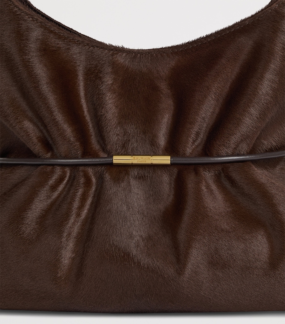 Balmain Medium Pony Hair Sphynx Shoulder Bag Marron Fonce Image 6
