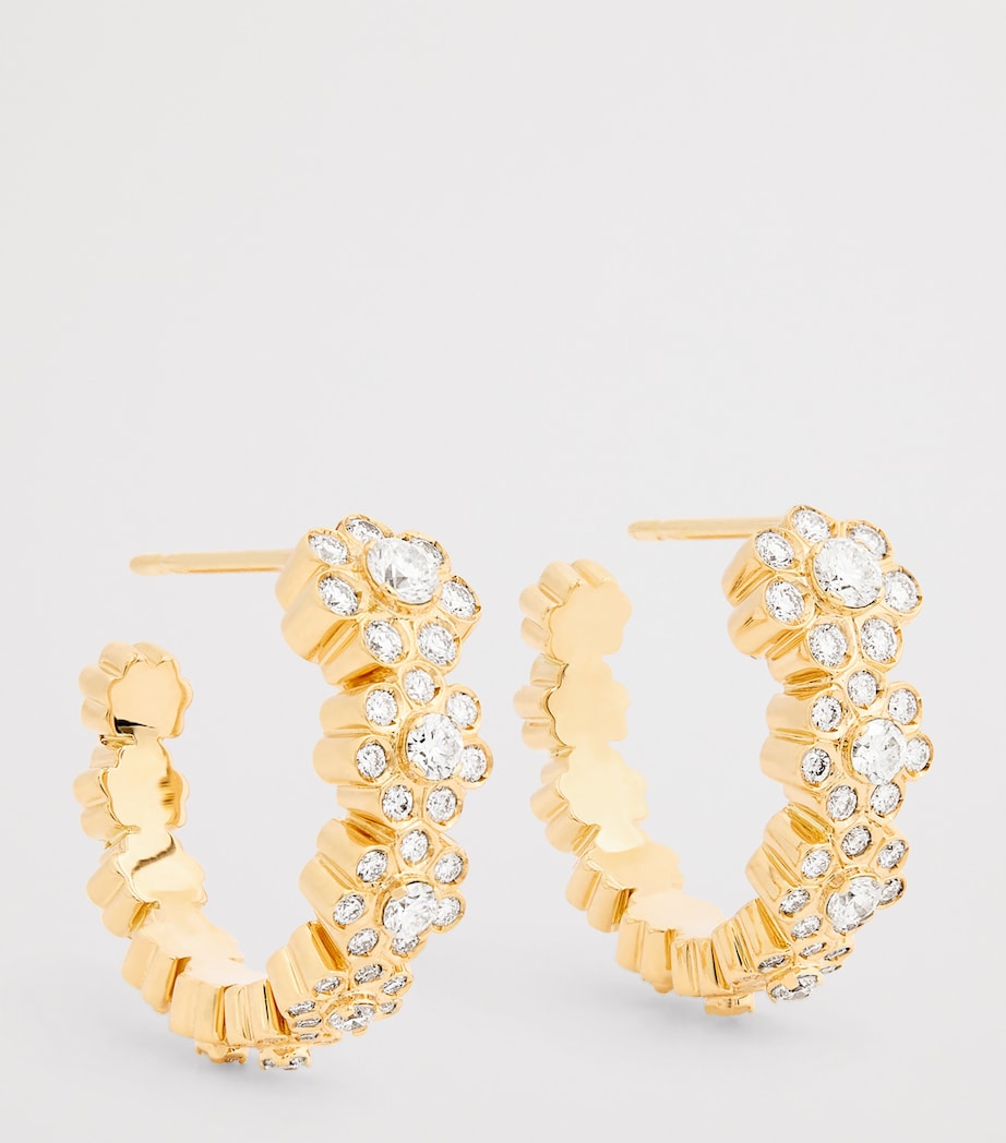 Yellow Gold and Diamond Grande Boucle Fleurs Hoop Earrings YELLOW GOLD Image 3