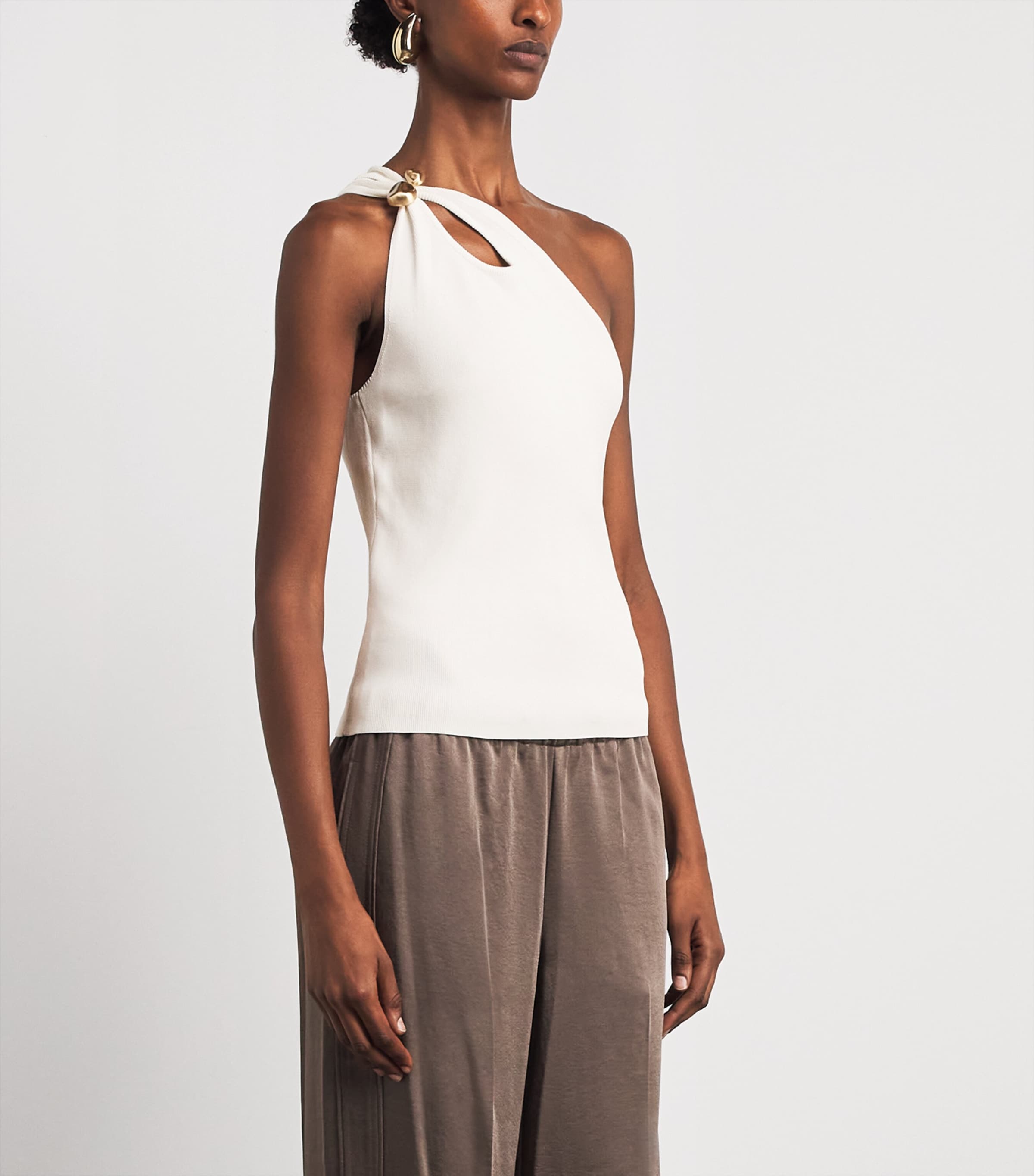 Cult Gaia Womens Knitted One-Shoulder Anouk Top Off White Image 4
