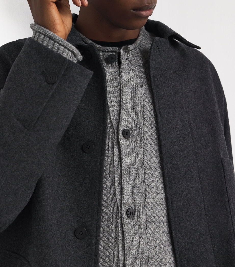 Wool-Blend Textured Cardigan GRAY Image 6