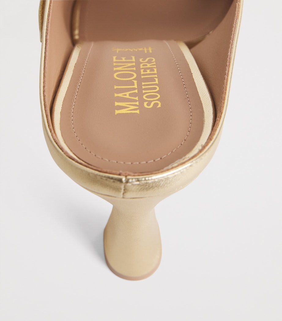 Malone Souliers x Harrods Metallic Leather Rania Heeled Mules 90 Antique Gold Image 7