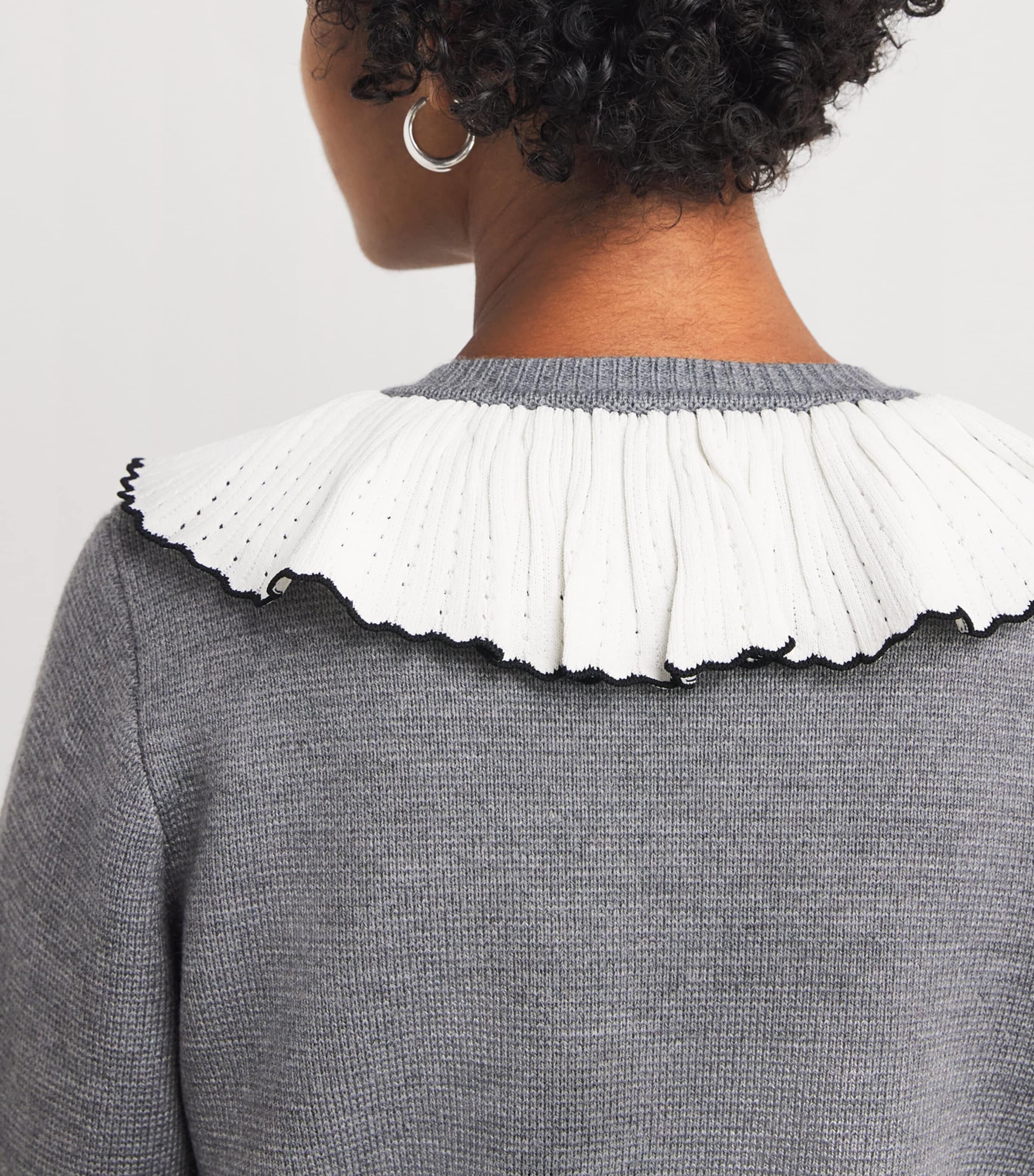 Wool-Blend Ruffle-Collar Cardigan GREY Image 6