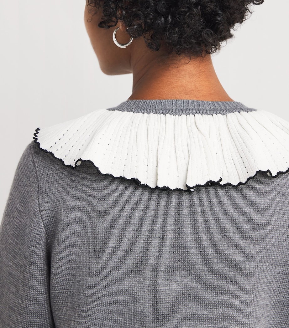 Wool-Blend Ruffle-Collar Cardigan GREY Image 6