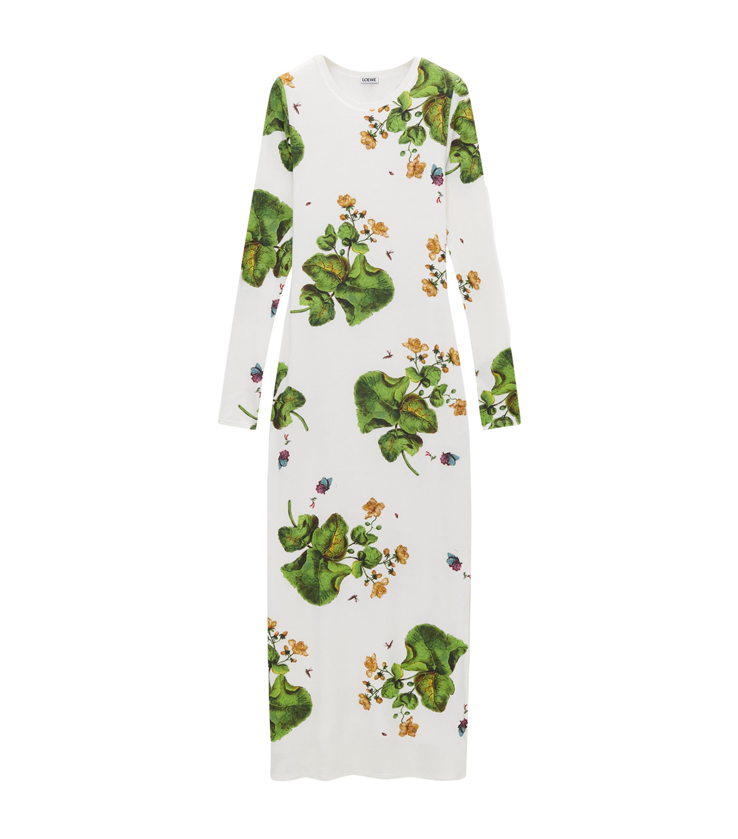 Shop Loewe Cotton-blend Watercress Maxi Dress In White