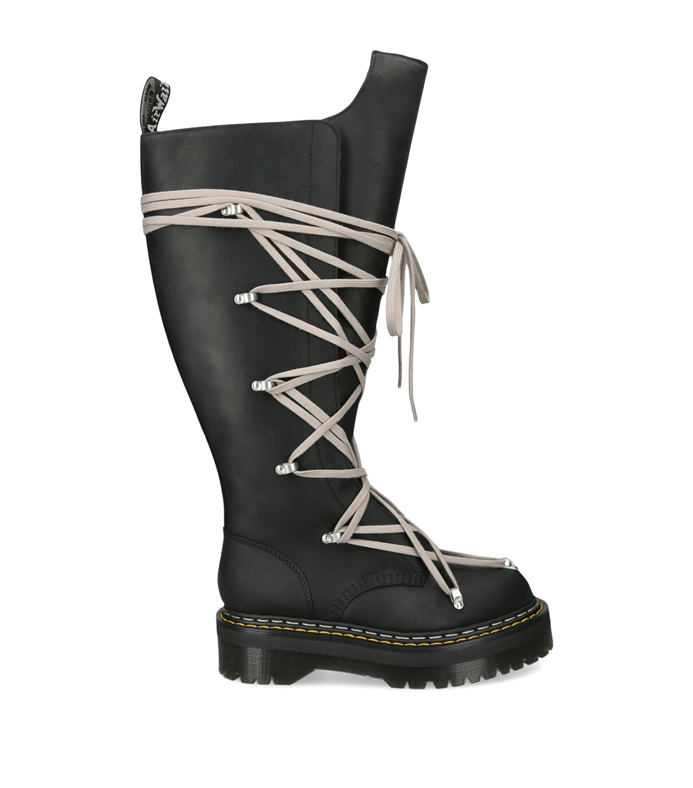 Rick Owens Black x Dr. Martens Leather Quad Sole Pentacle Boots