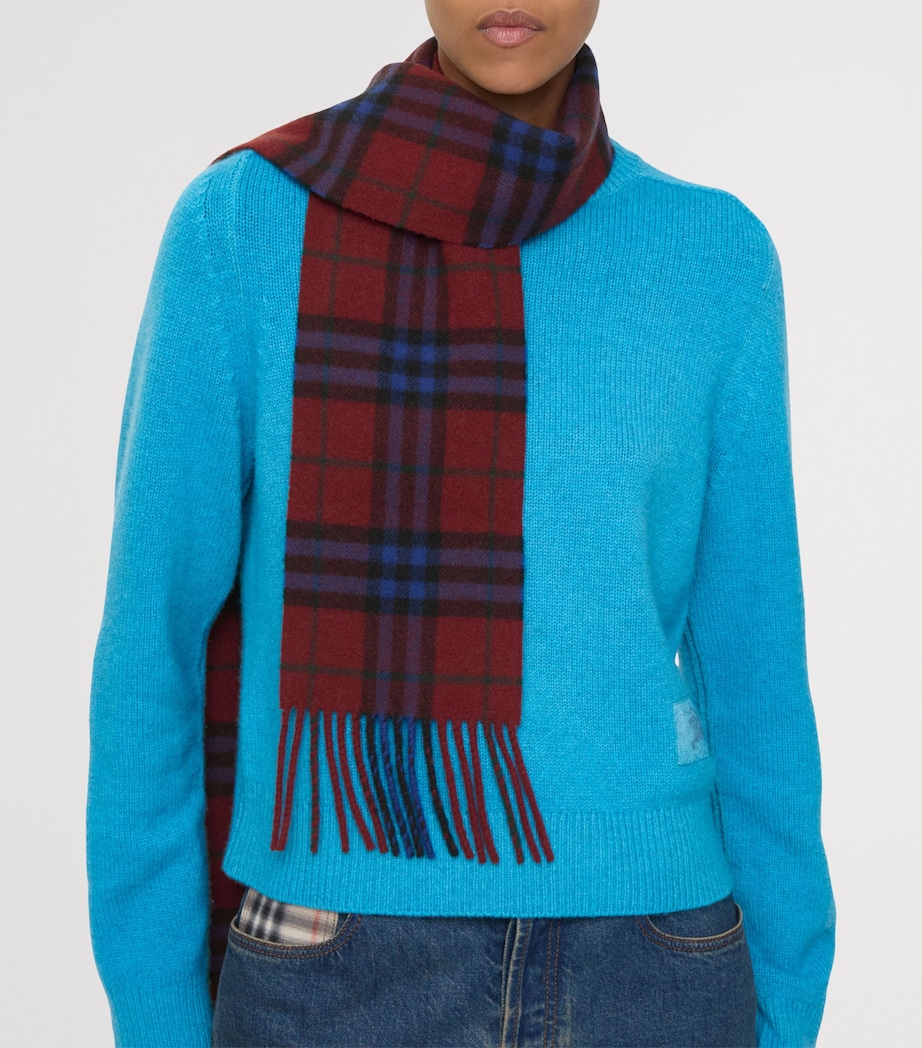 Cashmere Narrow Check Scarf SASH RED Image 2
