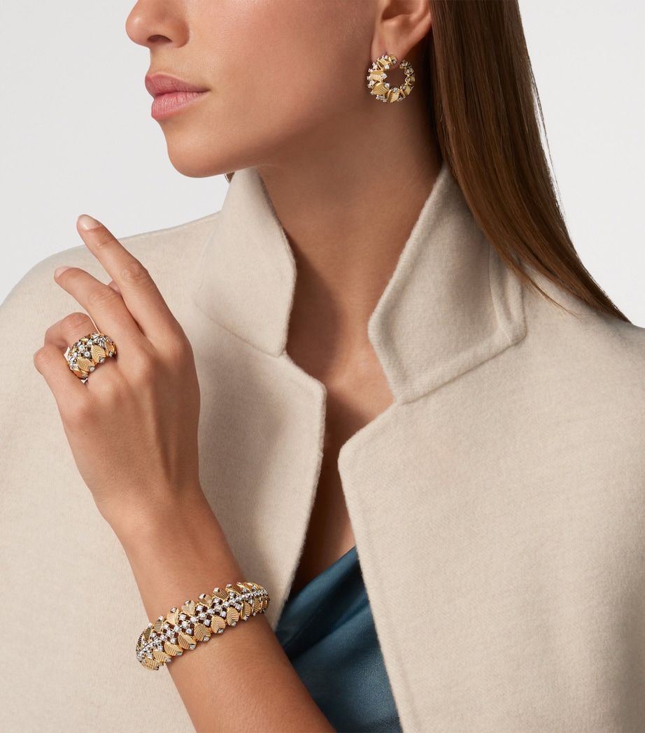 Yellow Gold, White Gold and Diamond Grain de Café Earrings YELLOW GOLD Image 8