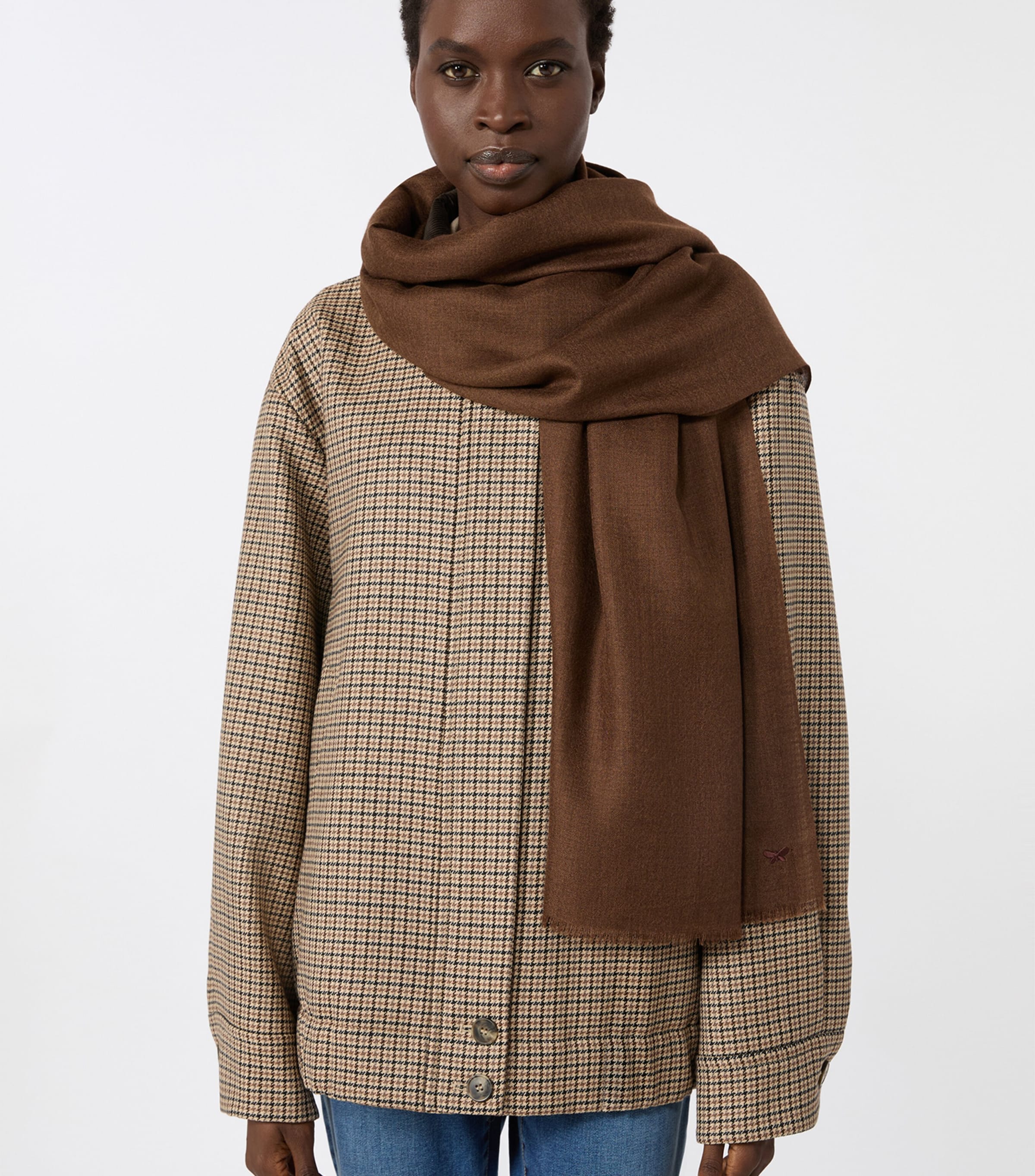 Weekend Max Mara Cashmere-Silk Fringe Scarf Brown Image 2