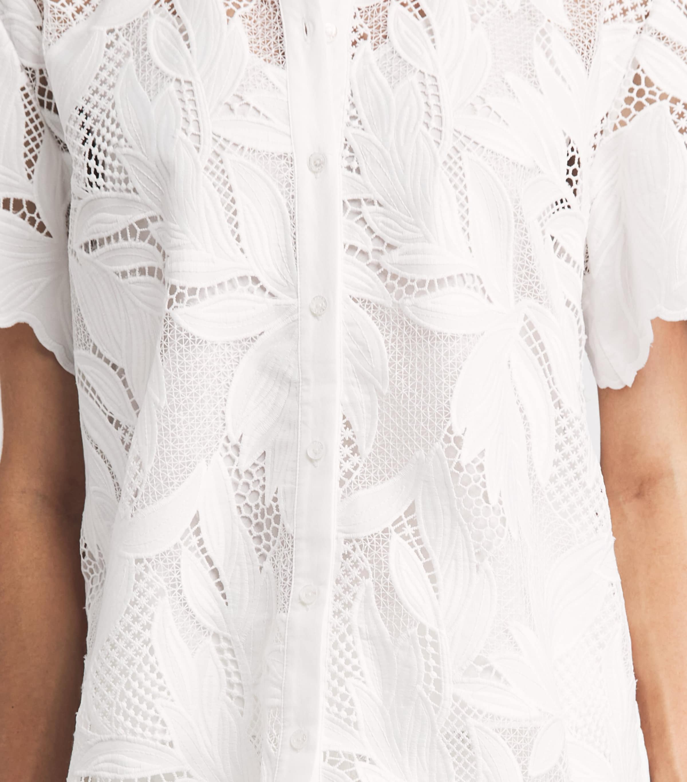 Erdem Womens Crochet Cutwork Short-Sleeve Shirt Ivory Image 3
