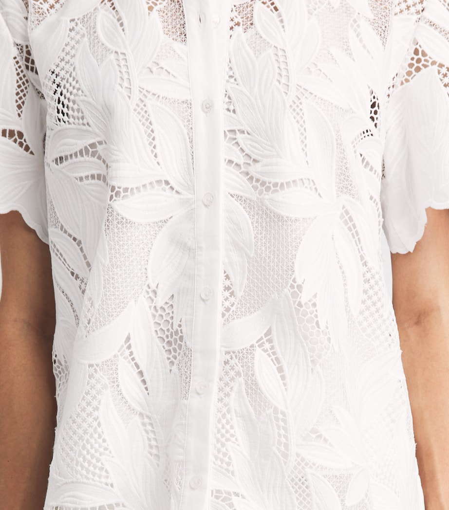 Erdem Womens Crochet Cutwork Short-Sleeve Shirt Ivory Image 3