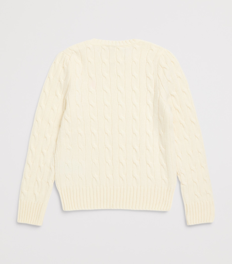 Ralph Lauren Kids Wool-Cashmere Cable-Knit Sweater (2-6.5 Years) Wrm White W/pnk Image 2