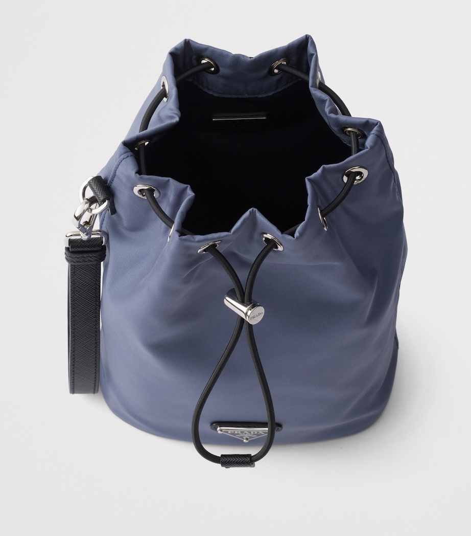 Prada Re-Nylon and Saffiano Leather Pouch Blue Image 4