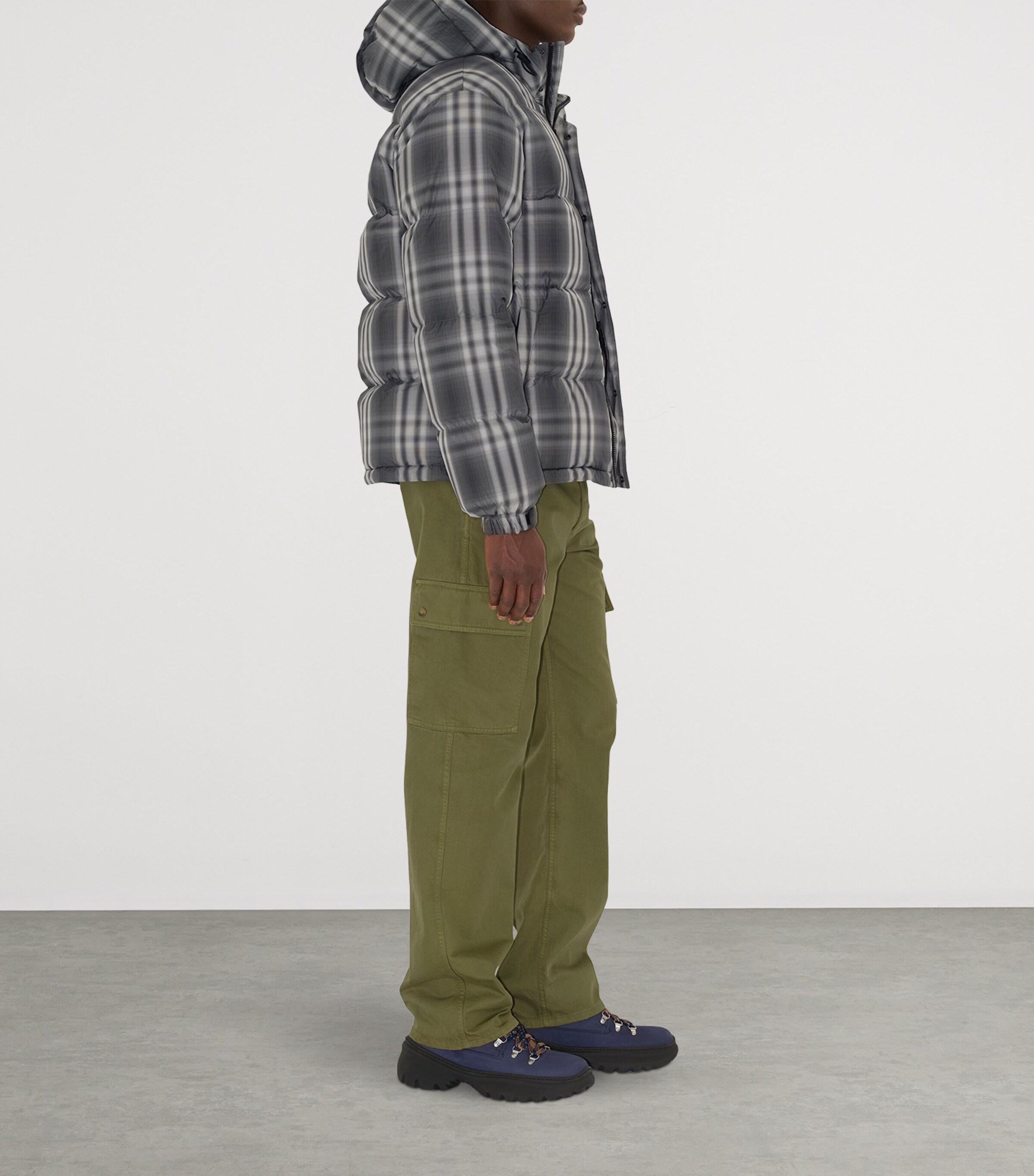 Burberry Mens Down Ombré Check Puffer Jacket Black Ip Check Image 3