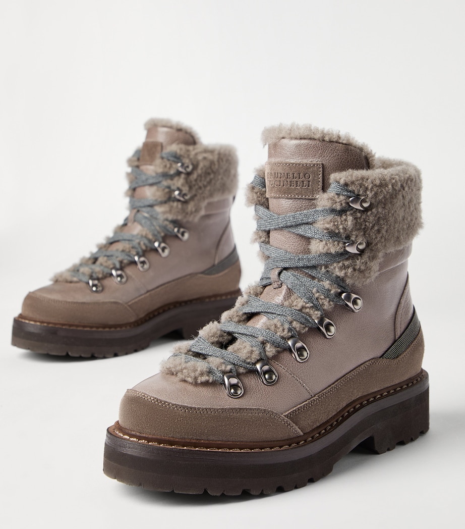 Leather Shearling-Lining Mountain Boots C1099 Image 6