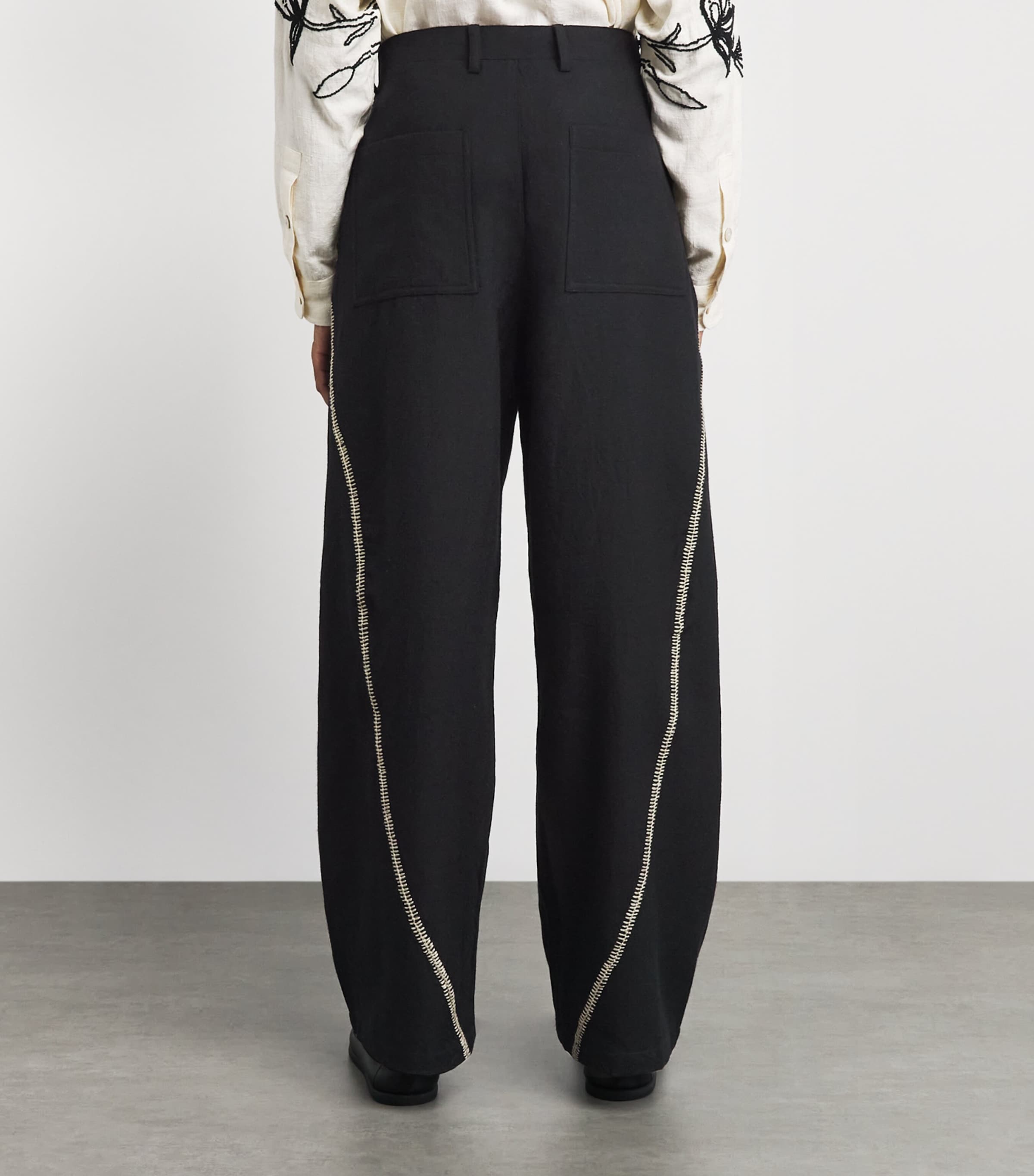 Kartik Research Mens Wool Rabari Sultan Trousers Black/brown Image 5