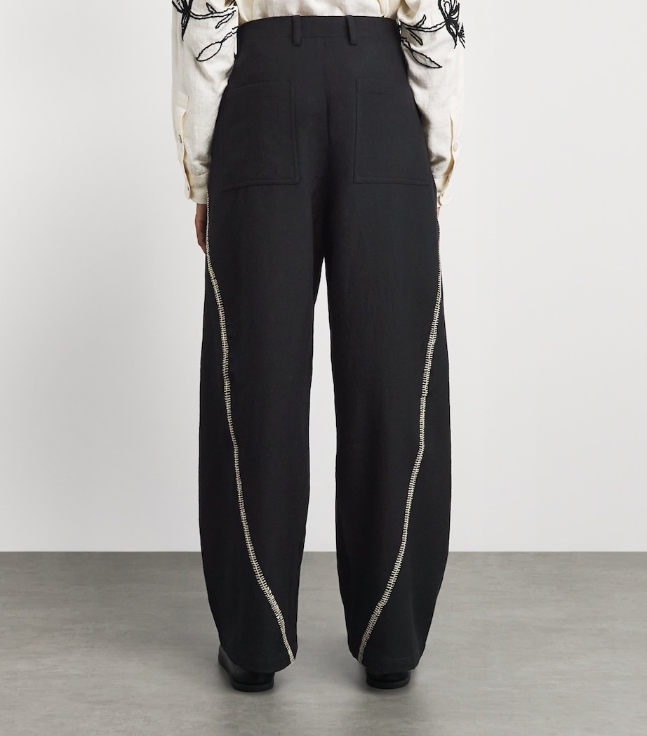 Kartik Research Mens Wool Rabari Sultan Trousers Black/brown Image 5