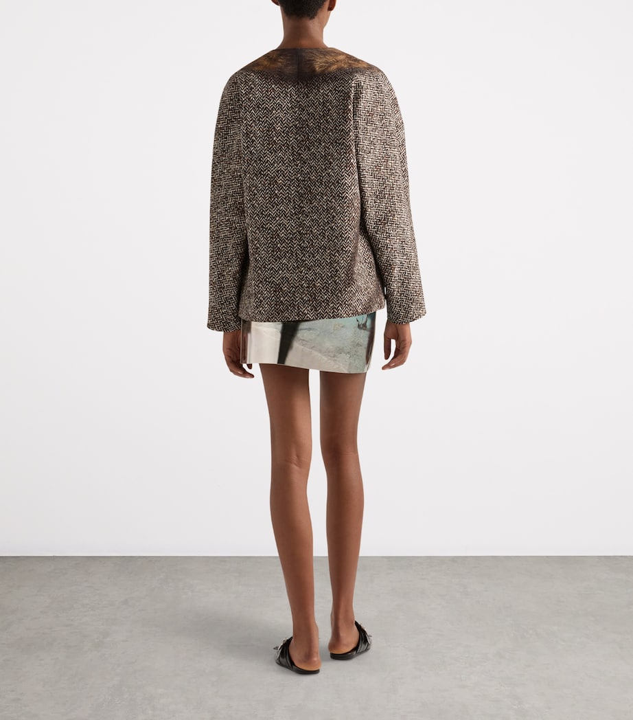 Prada Womens Printed Drill Caban Jacket Image 4