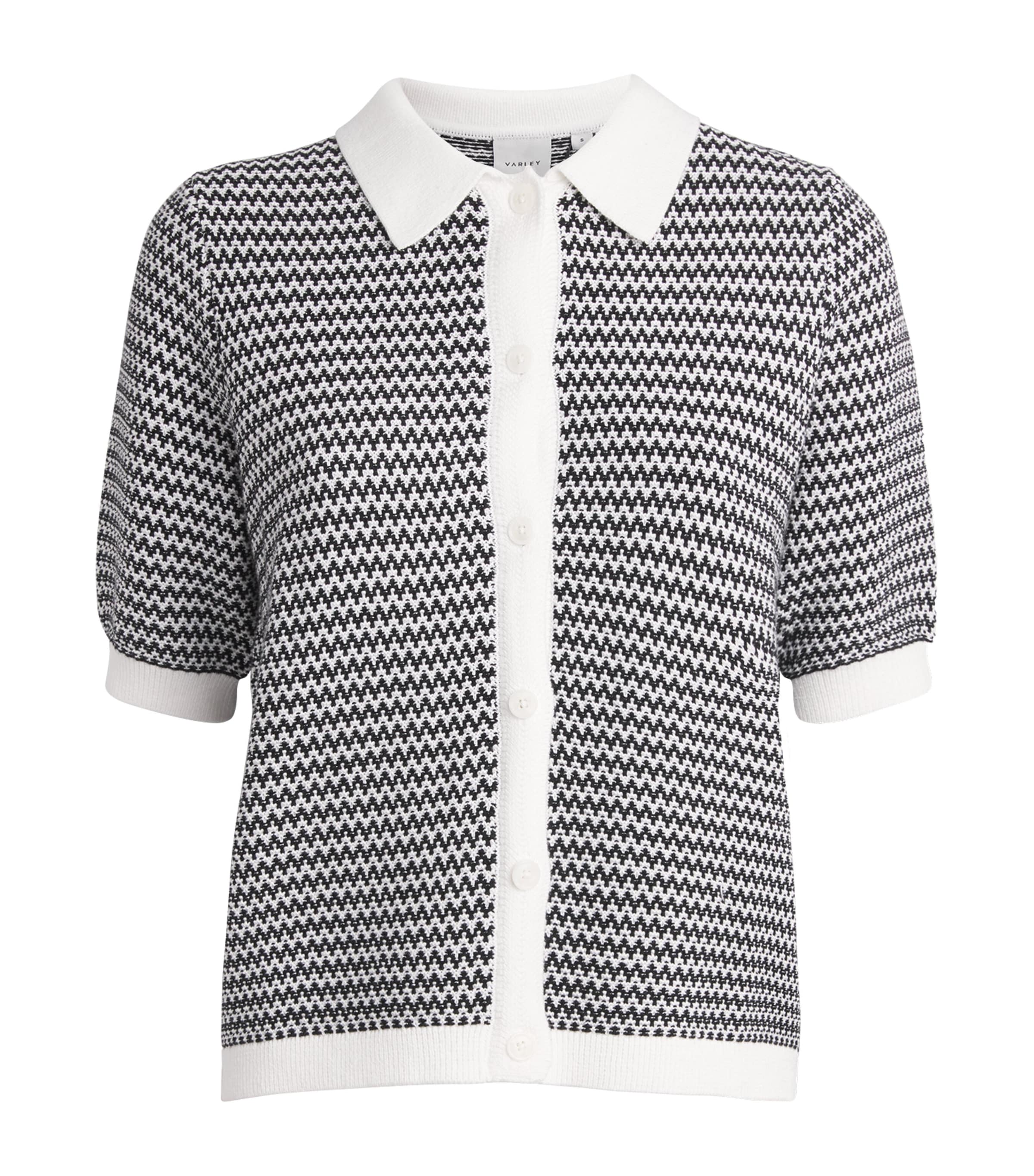 Varley Womens Knitted Gaelle Polo Shirt Snow White / Black Image 1