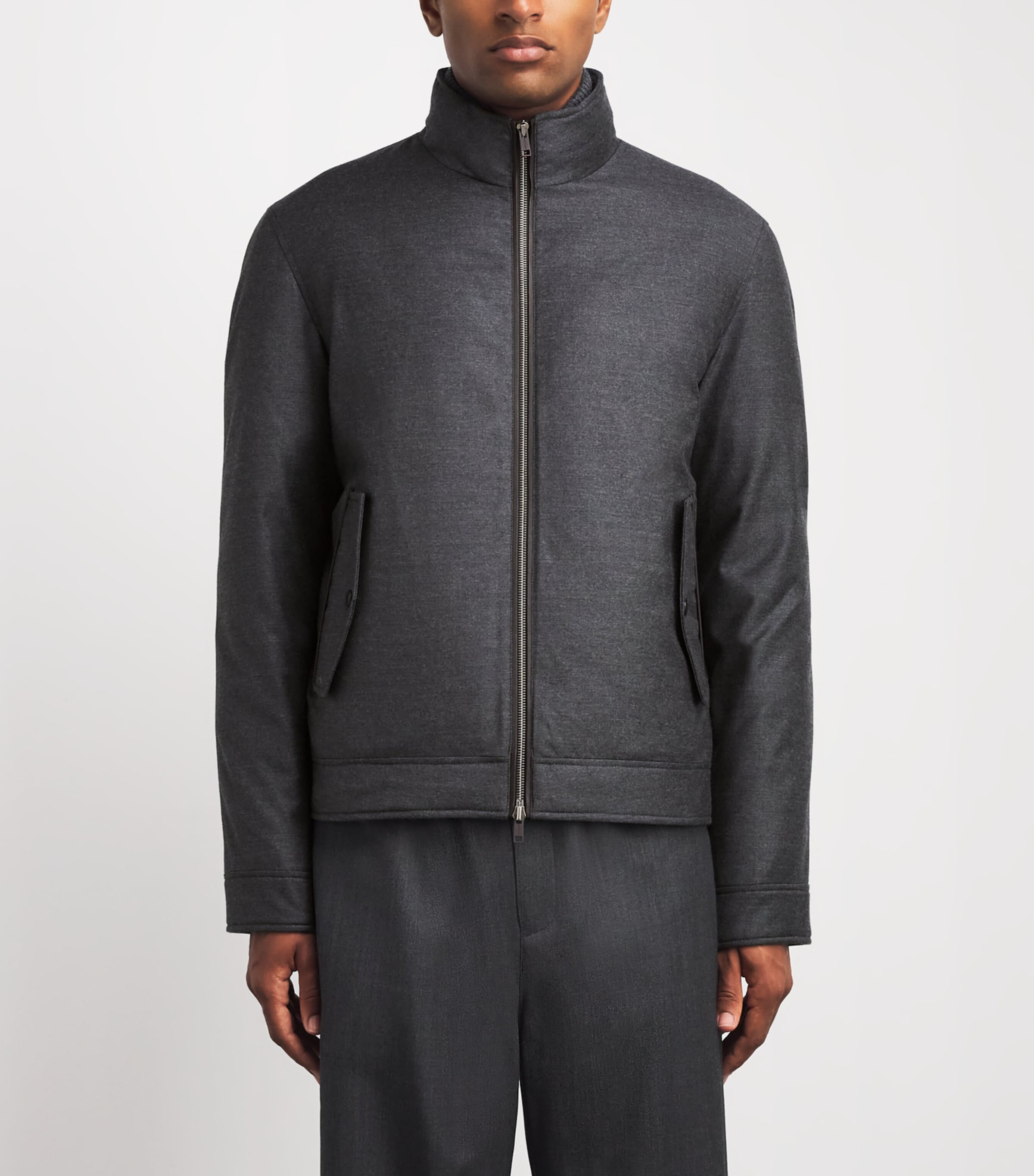 Yves Salomon Mens Virgin Wool-Silk Bomber Jacket Gris Anthracite Image 4