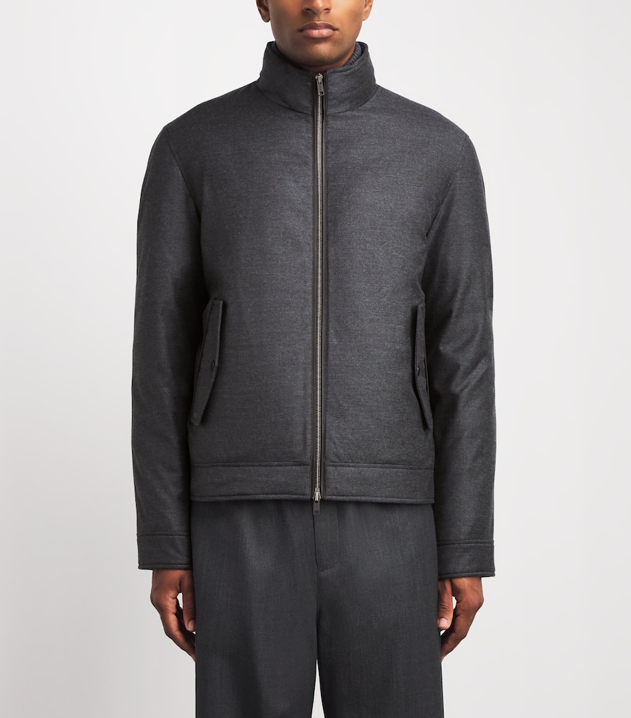 Yves Salomon Mens Virgin Wool-Silk Bomber Jacket Gris Anthracite Image 4