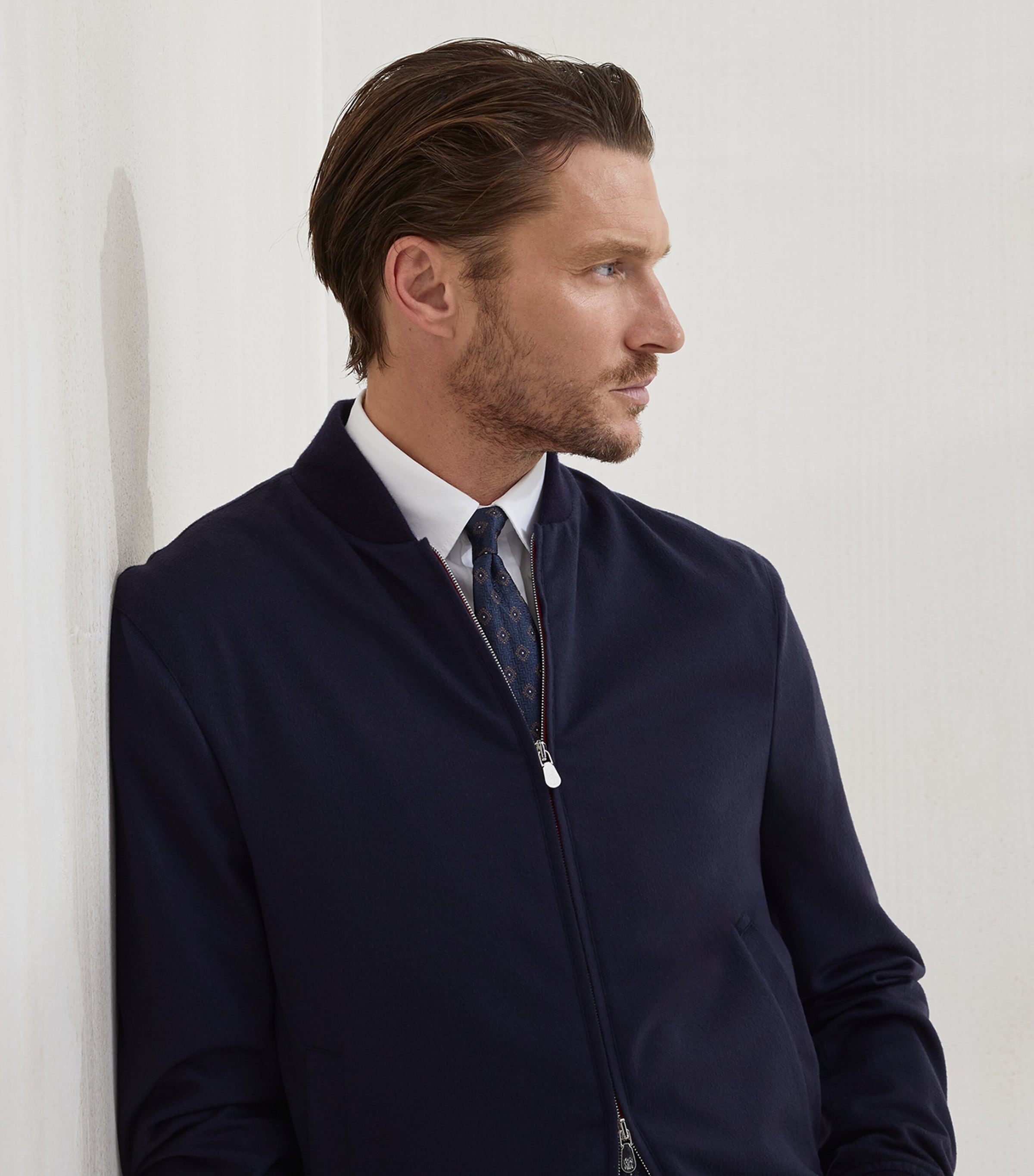 Cashmere Flannel Bomber Jacket CU926 Image 6