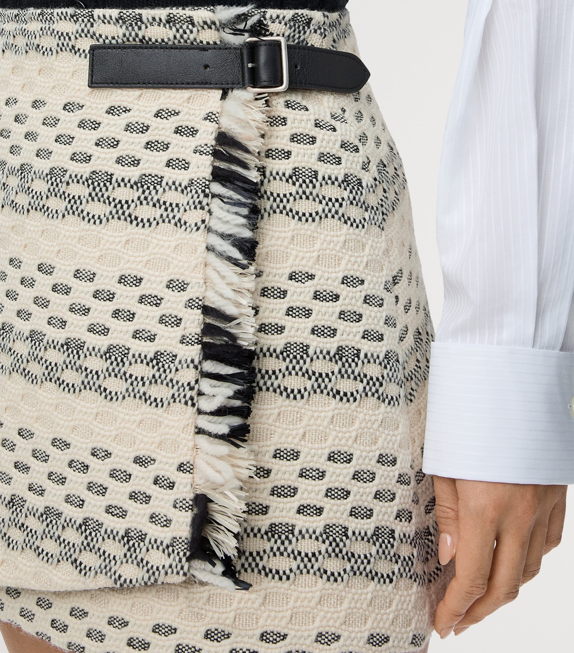 Wool-Blend Buckled Mini Skirt BLACK/WHITE Image 5