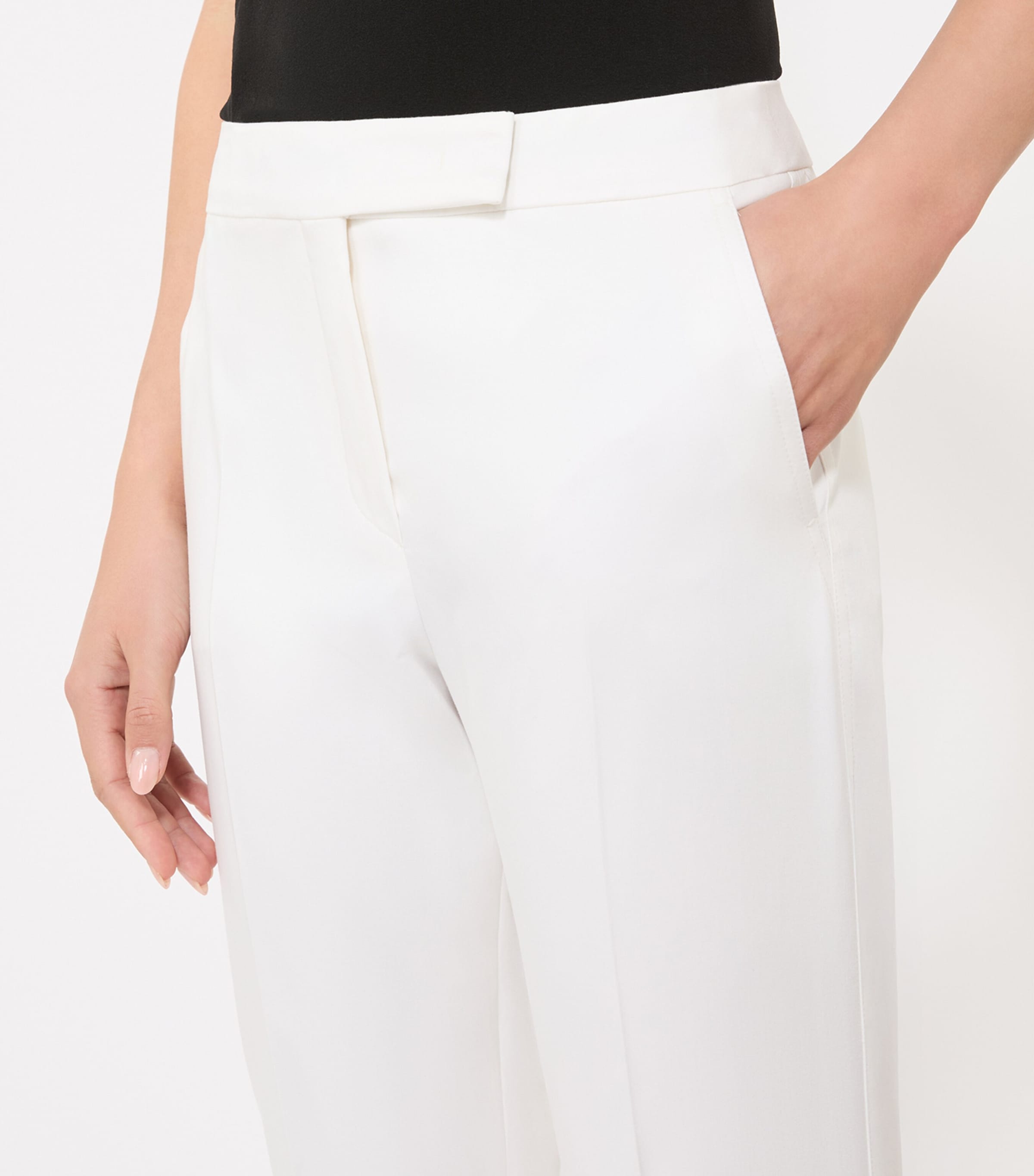 Max Mara Womens Stretch-Cotton Tailored Trousers Silk Image 5