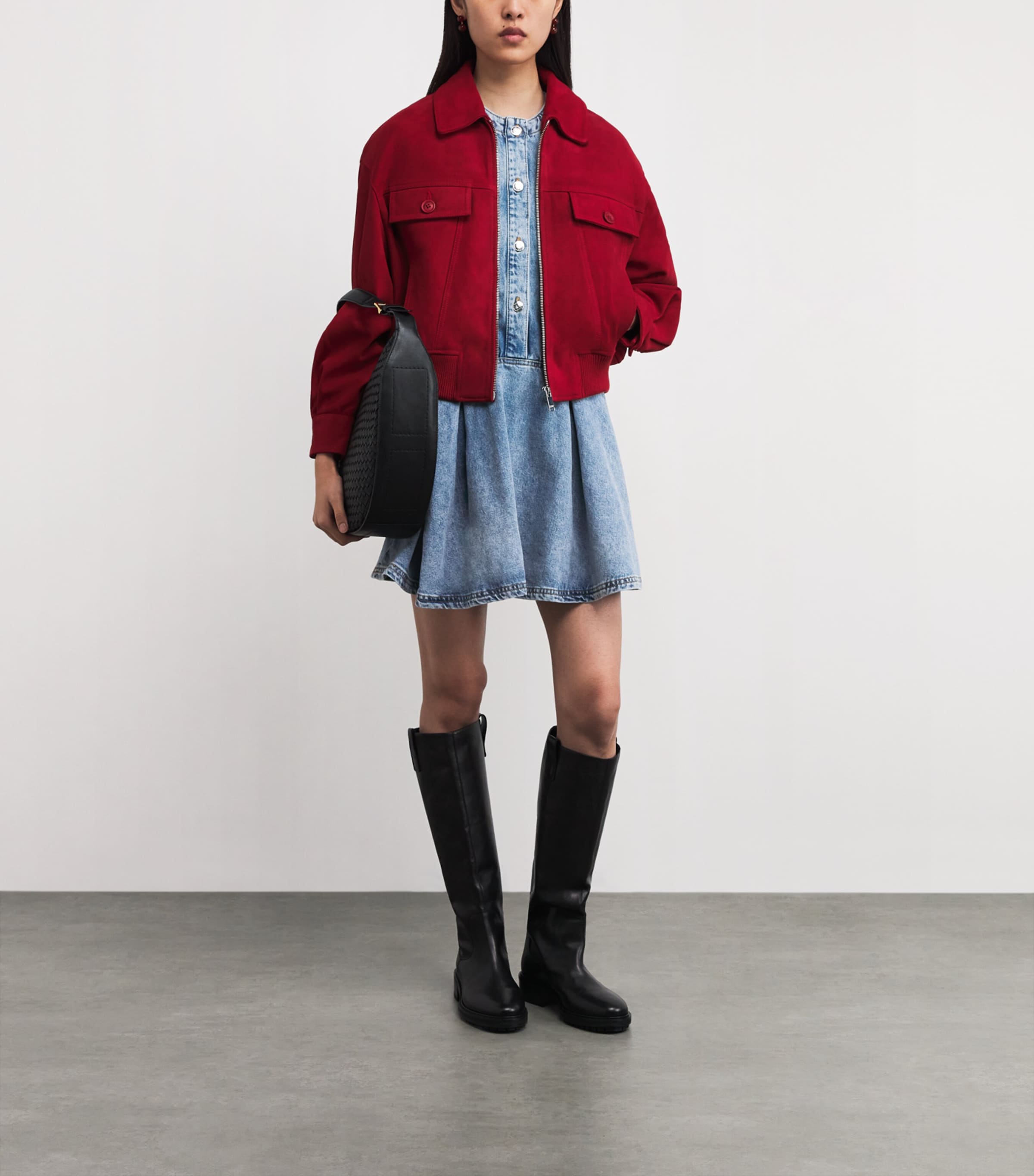 Denim Flared Mini Dress BLUE DENIM Image 2