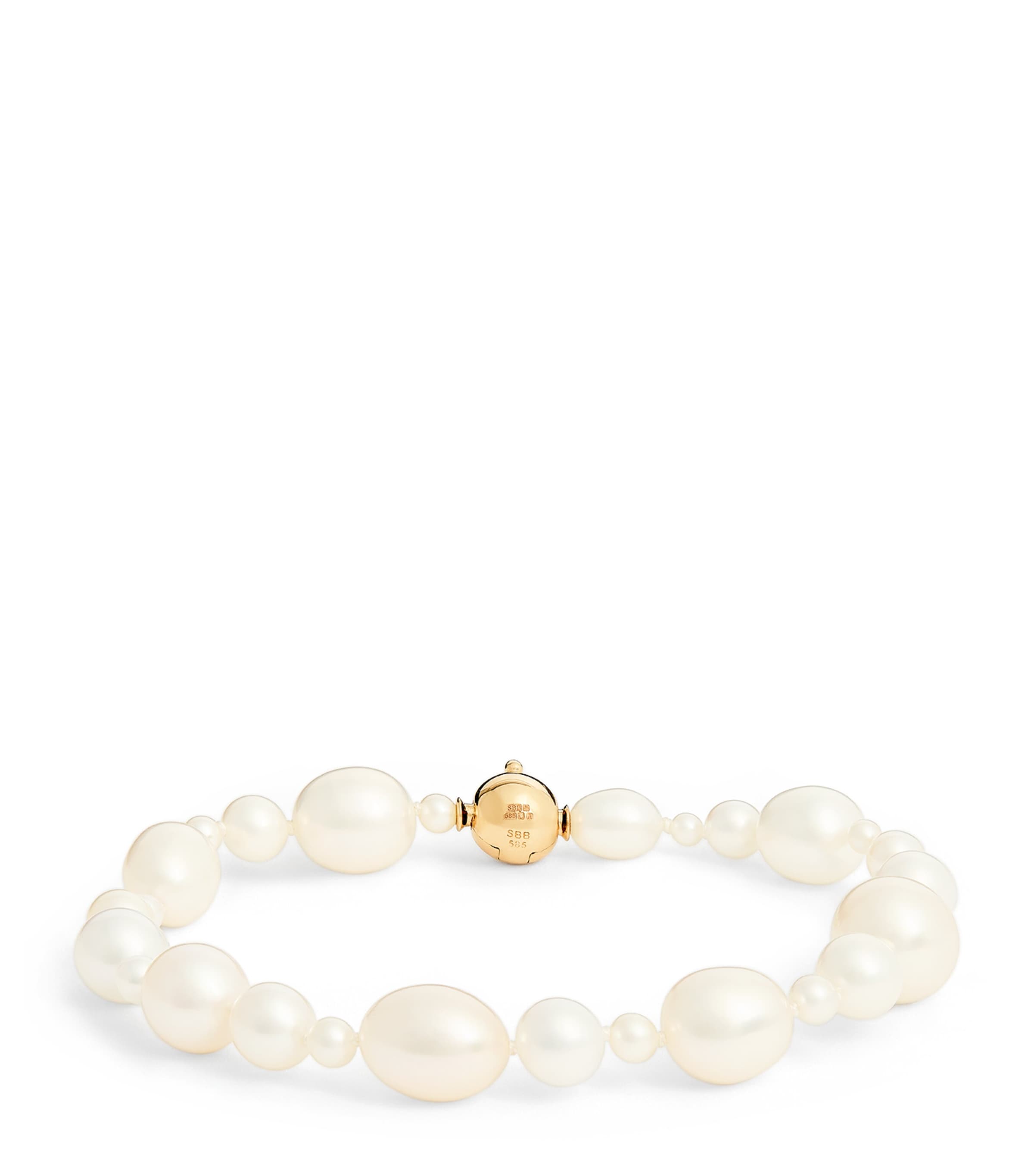 Sophie Bille Brahe Yellow Gold And Pearl Peggy Bracelet In White