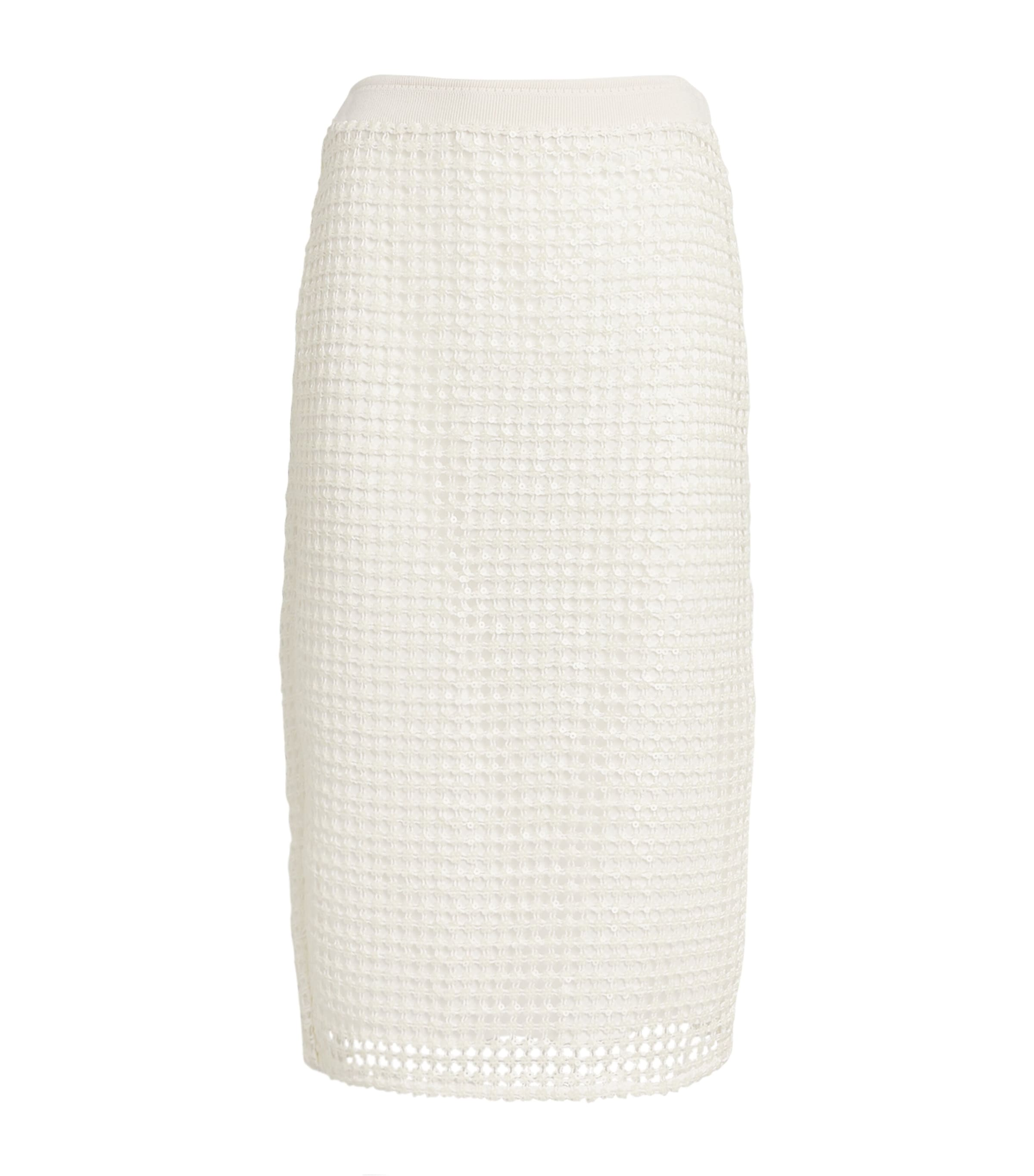 Claudie Pierlot Crochet Mesh Midi Skirt In Neutral