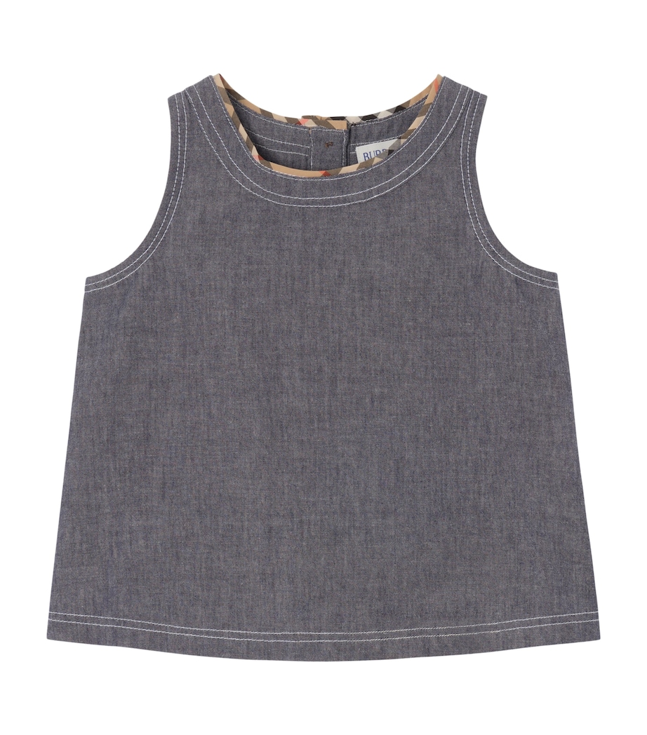 Burberry Kids Cotton Chambray Top (14 Years) Damson Blue Melange Image 1