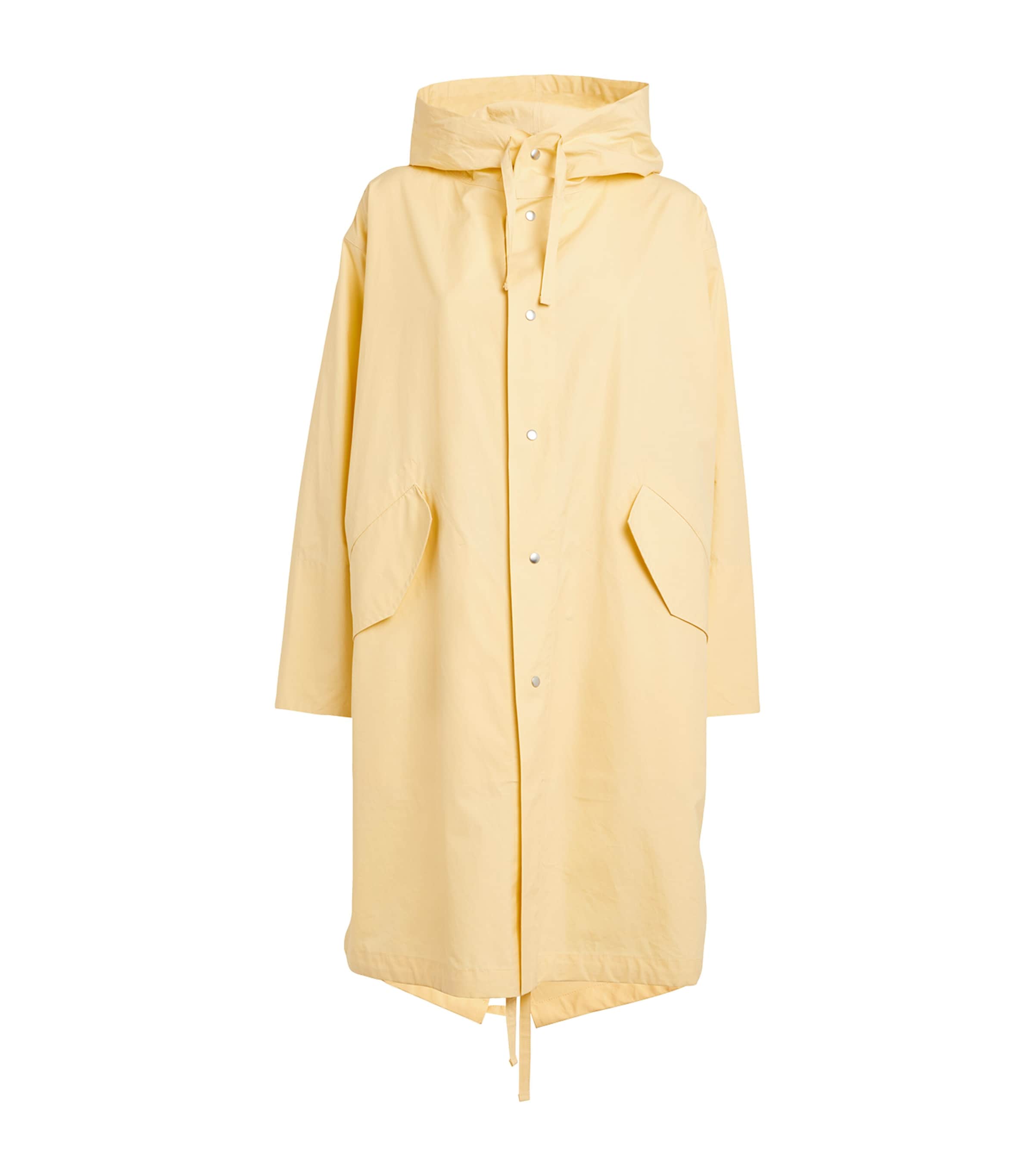 Jil Sander Logo Printed Cotton Canvas Parka In Yellow