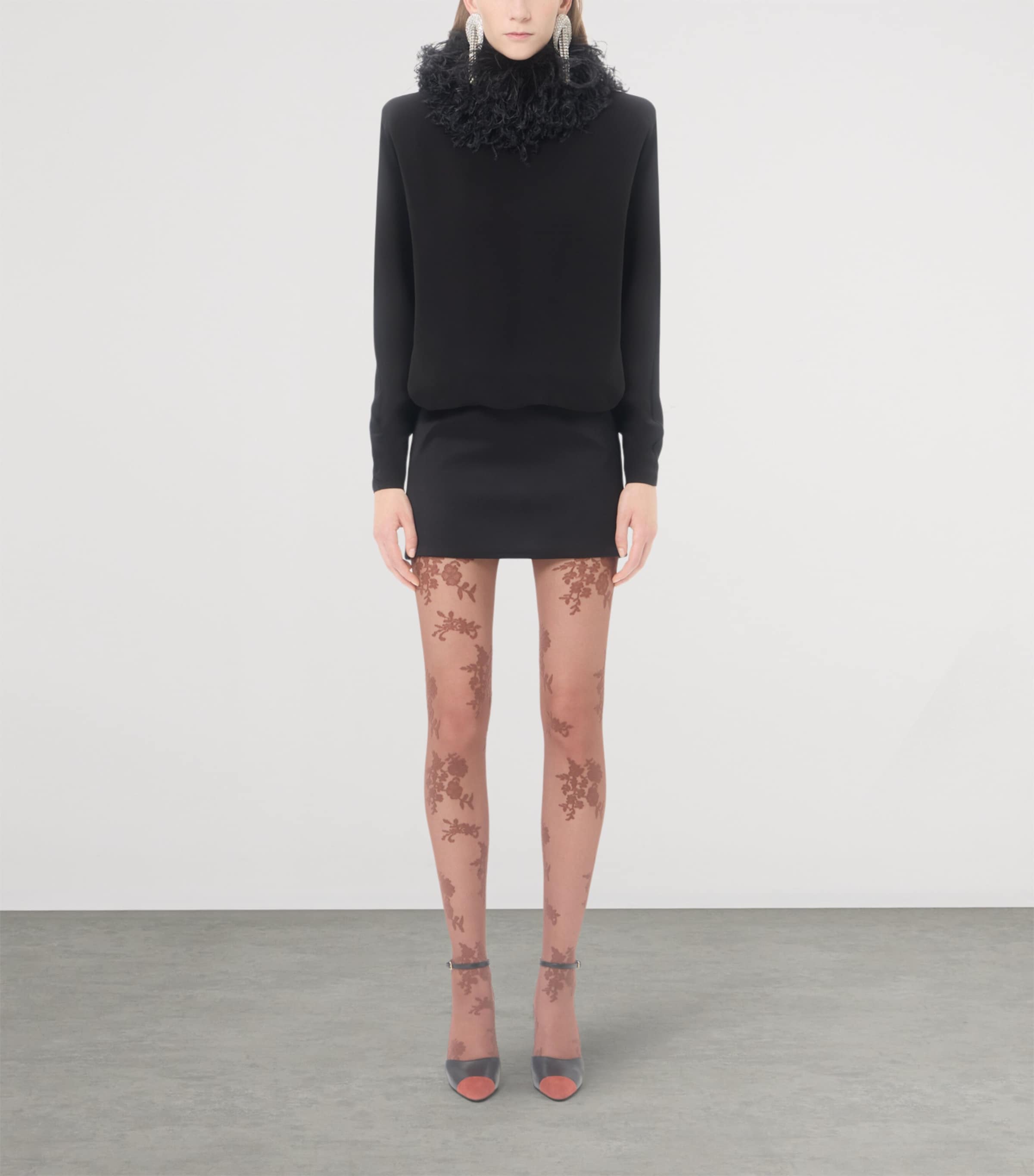 Valentino Womens Silk Feather-Trim Mini Dress Image 3